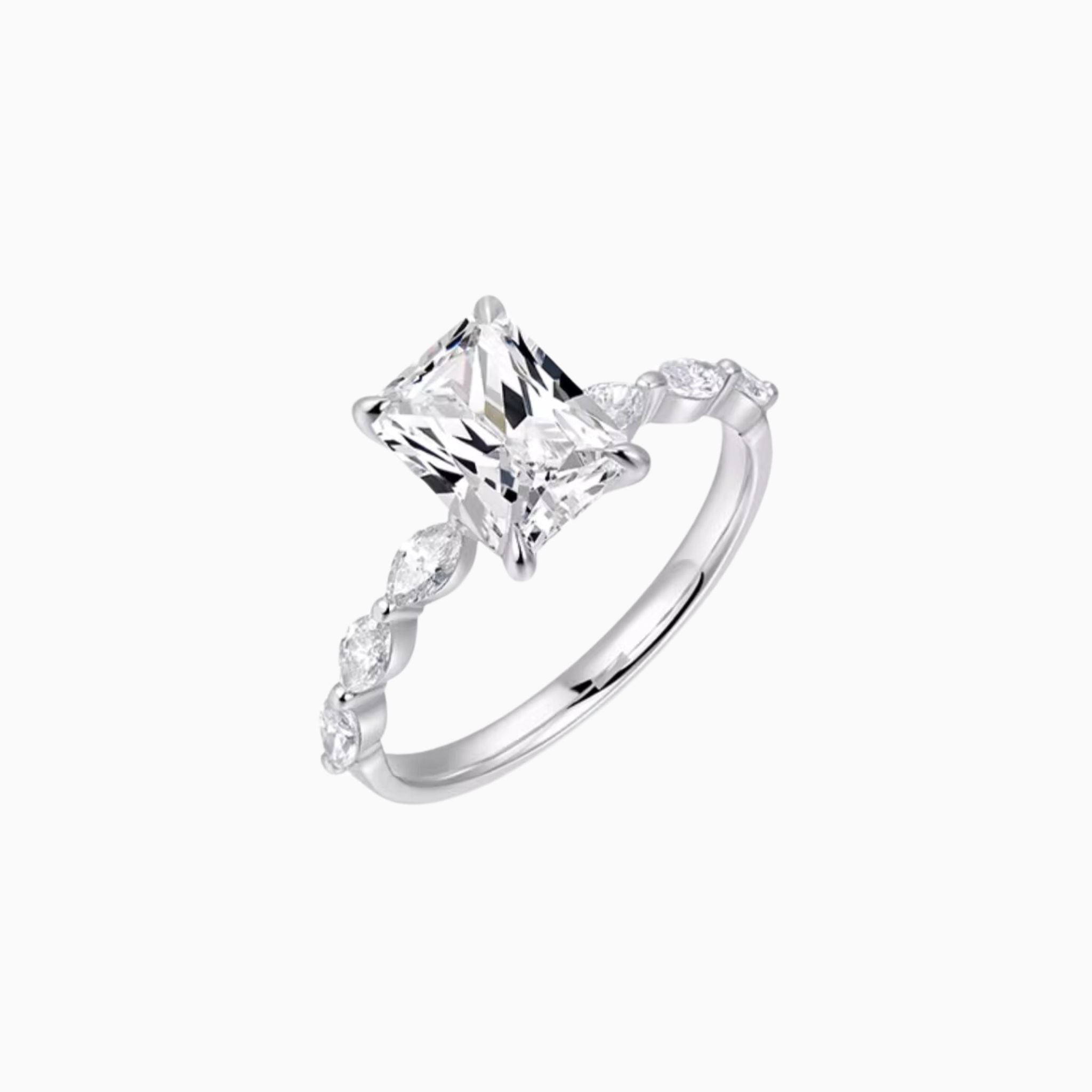 <b>Build Your Own</b> <br>Beauvais Radiant Engagement Rings with Bubble Diamonds Band<br>