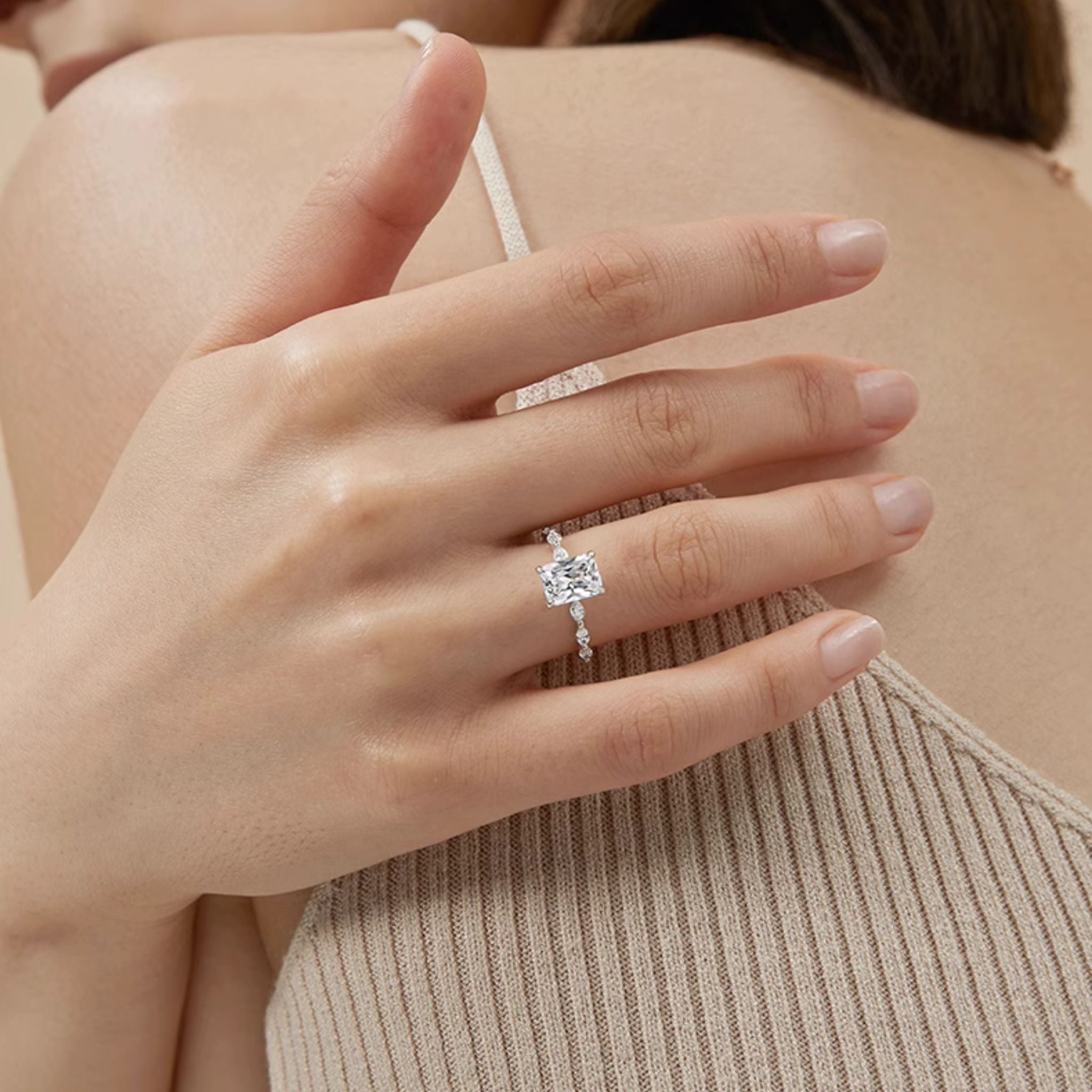 <b>Build Your Own</b> <br>Beauvais Radiant Engagement Rings with Bubble Diamonds Band<br>