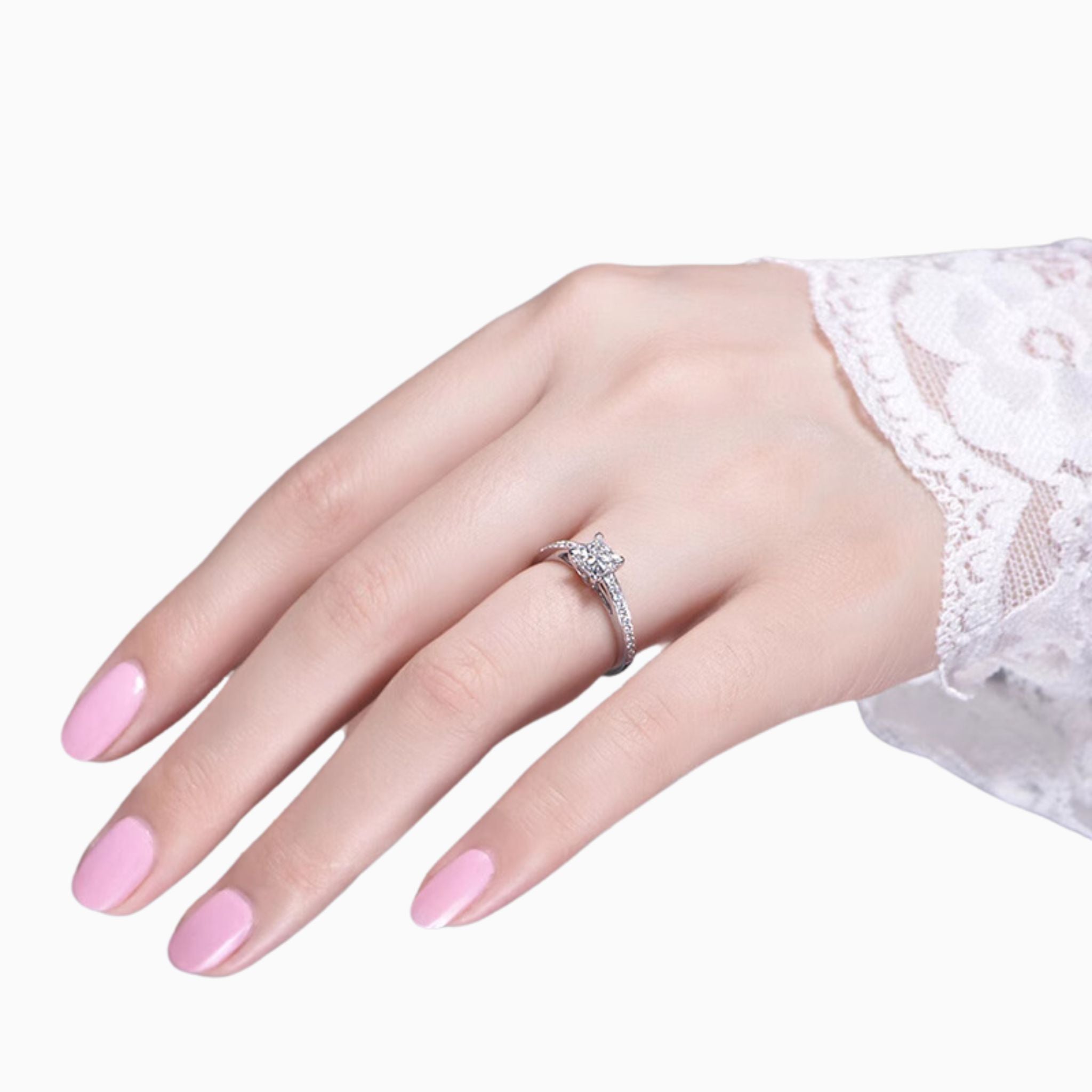 Princess Cut Diamond Pavé Engagement Ring