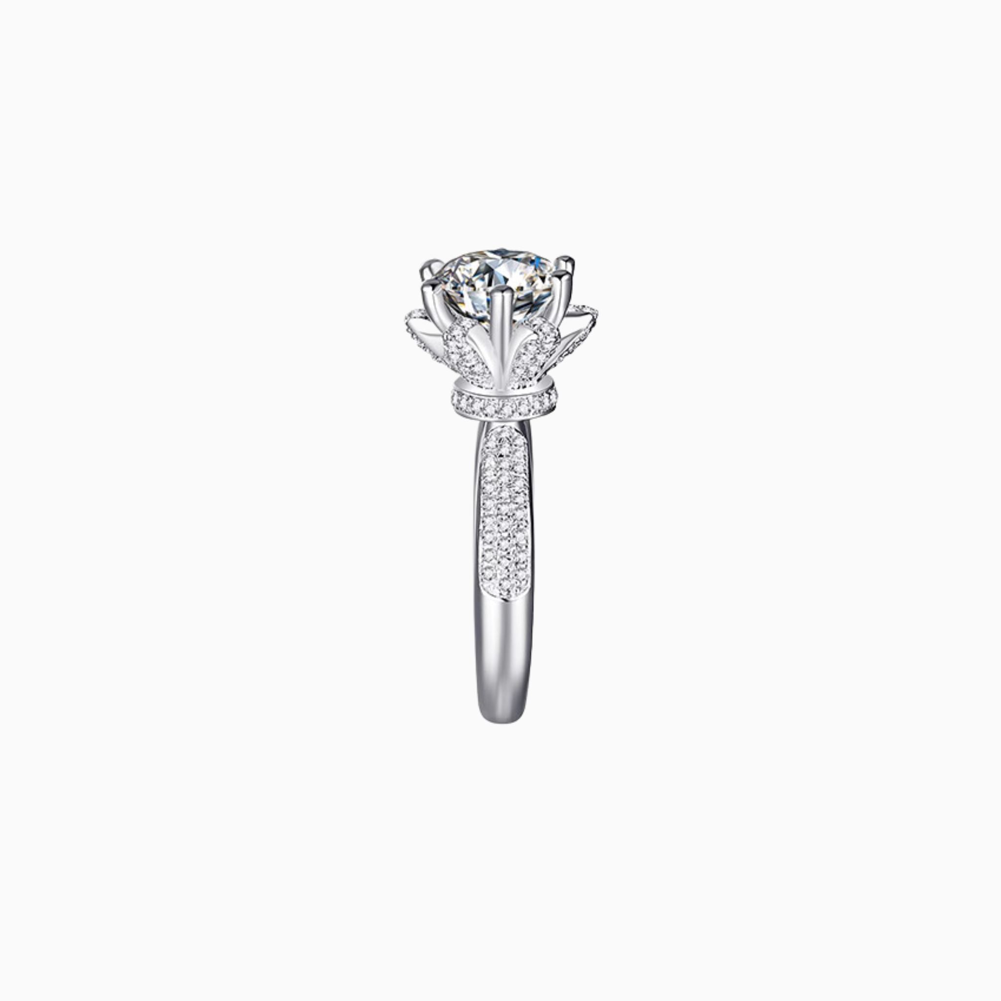Lotus 3D Pavé Engagement Ring