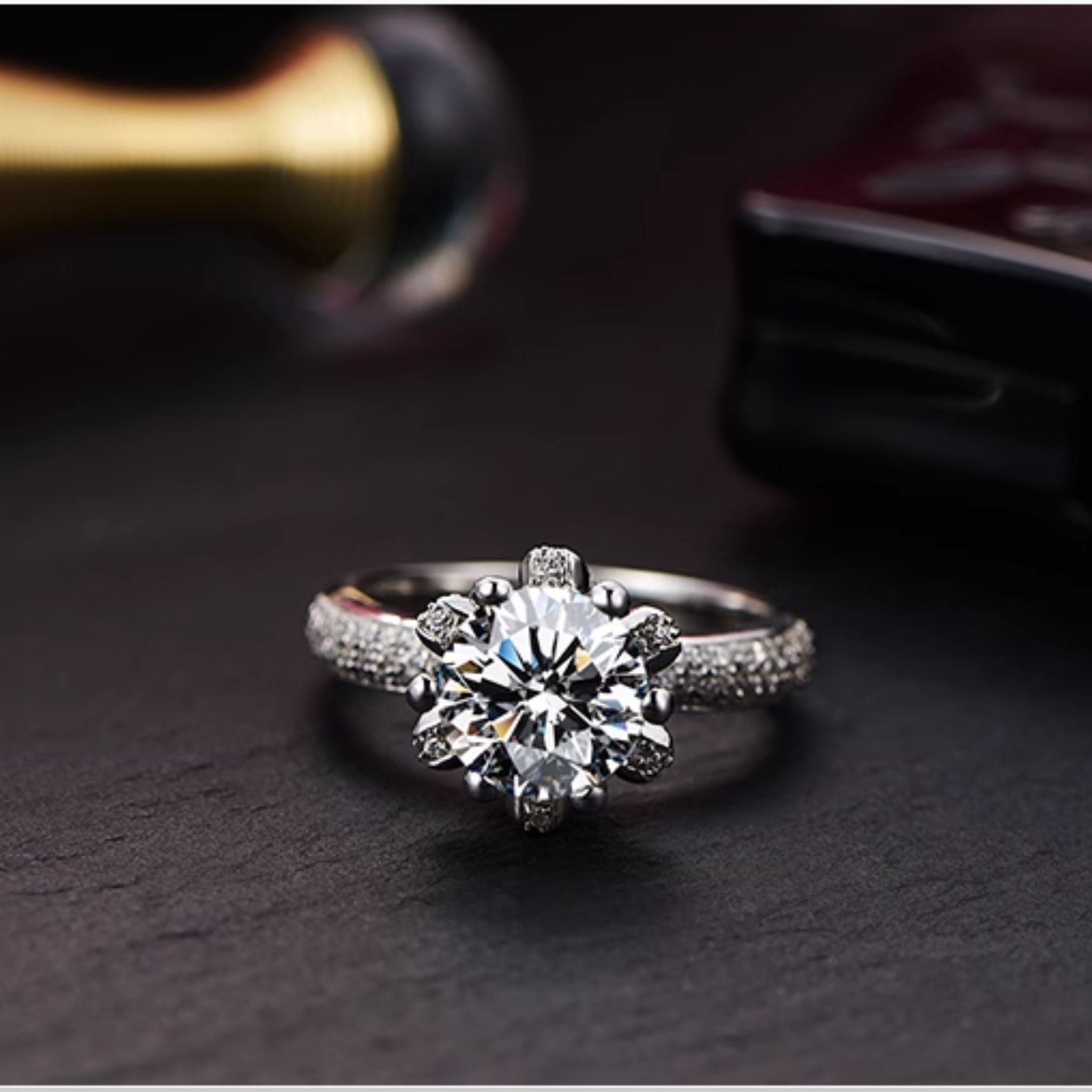 Lotus 3D Pavé Engagement Ring