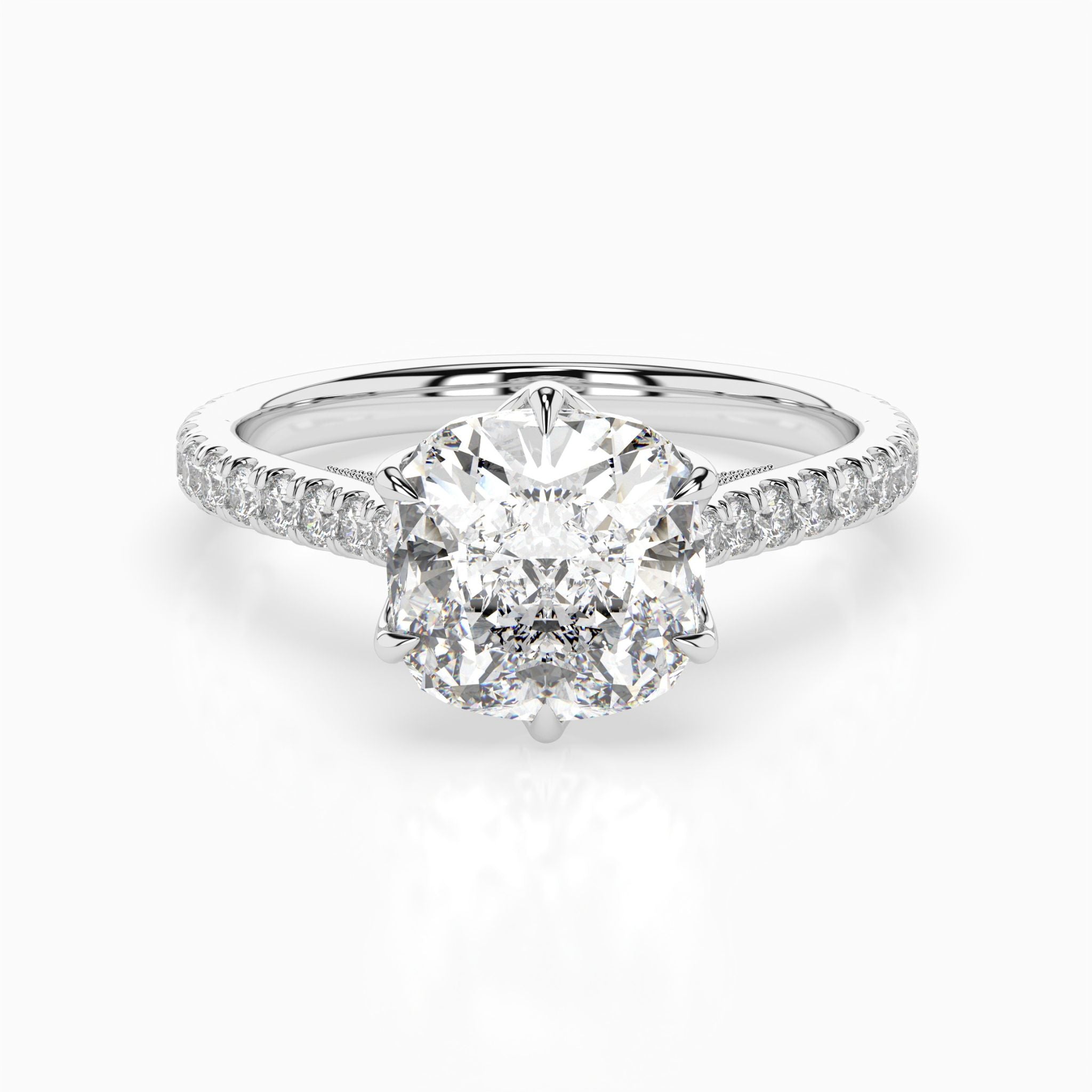 The Priscille: Cushion Milgrain Pavé Engagement Ring