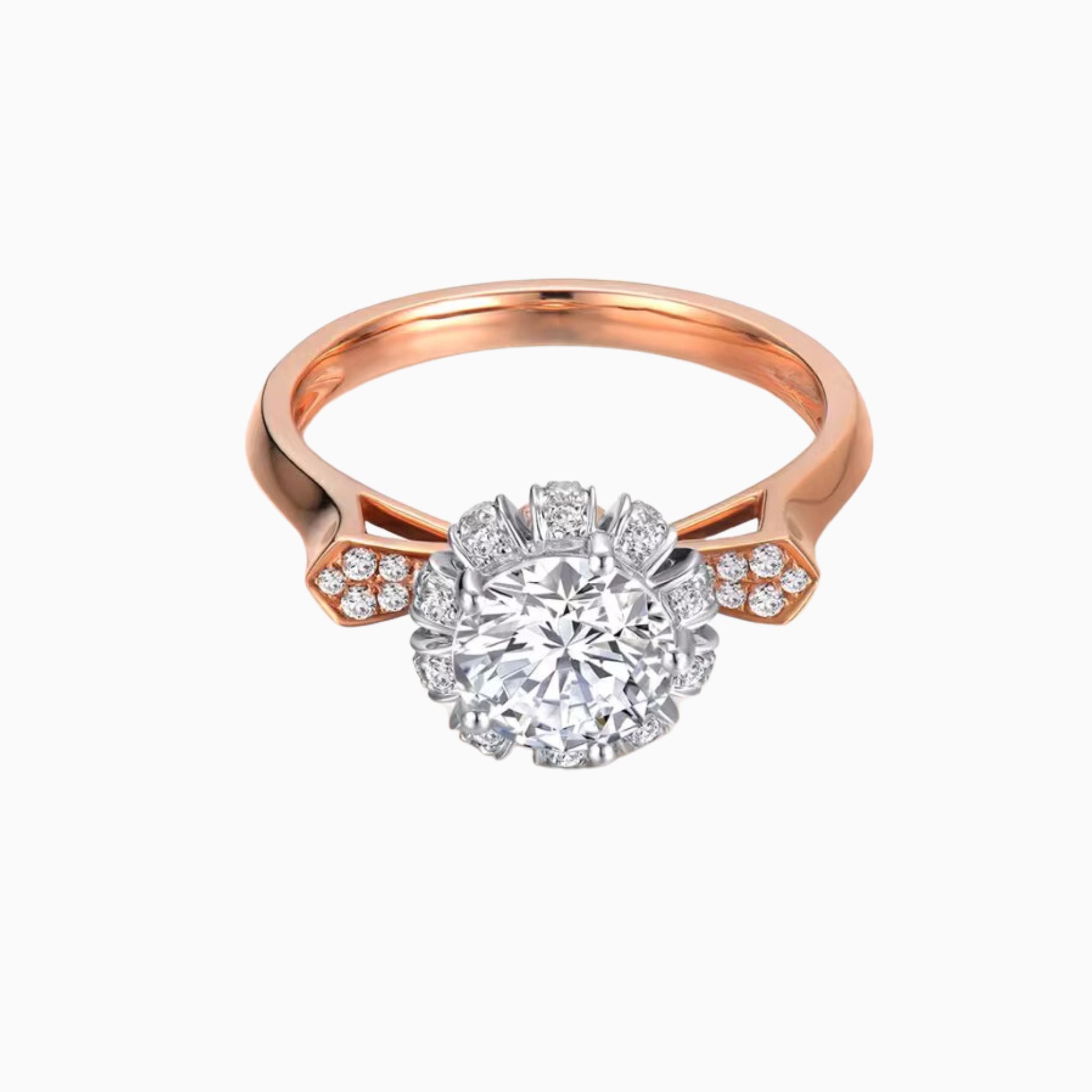 Blossom Fusion Floral Duo Gold Engagement Ring