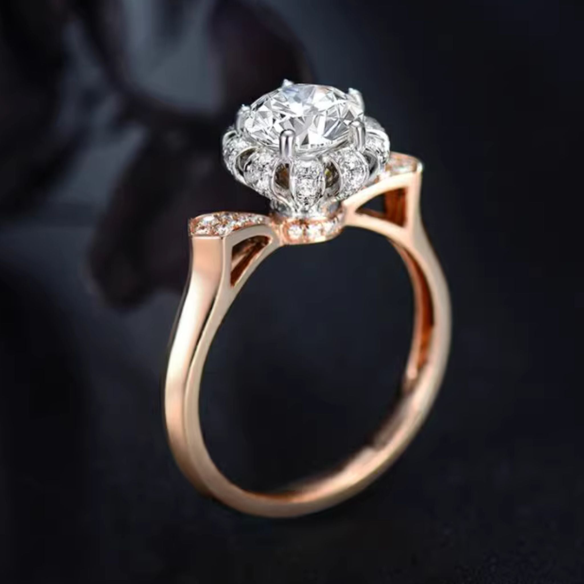 Blossom Fusion Floral Duo Gold Engagement Ring