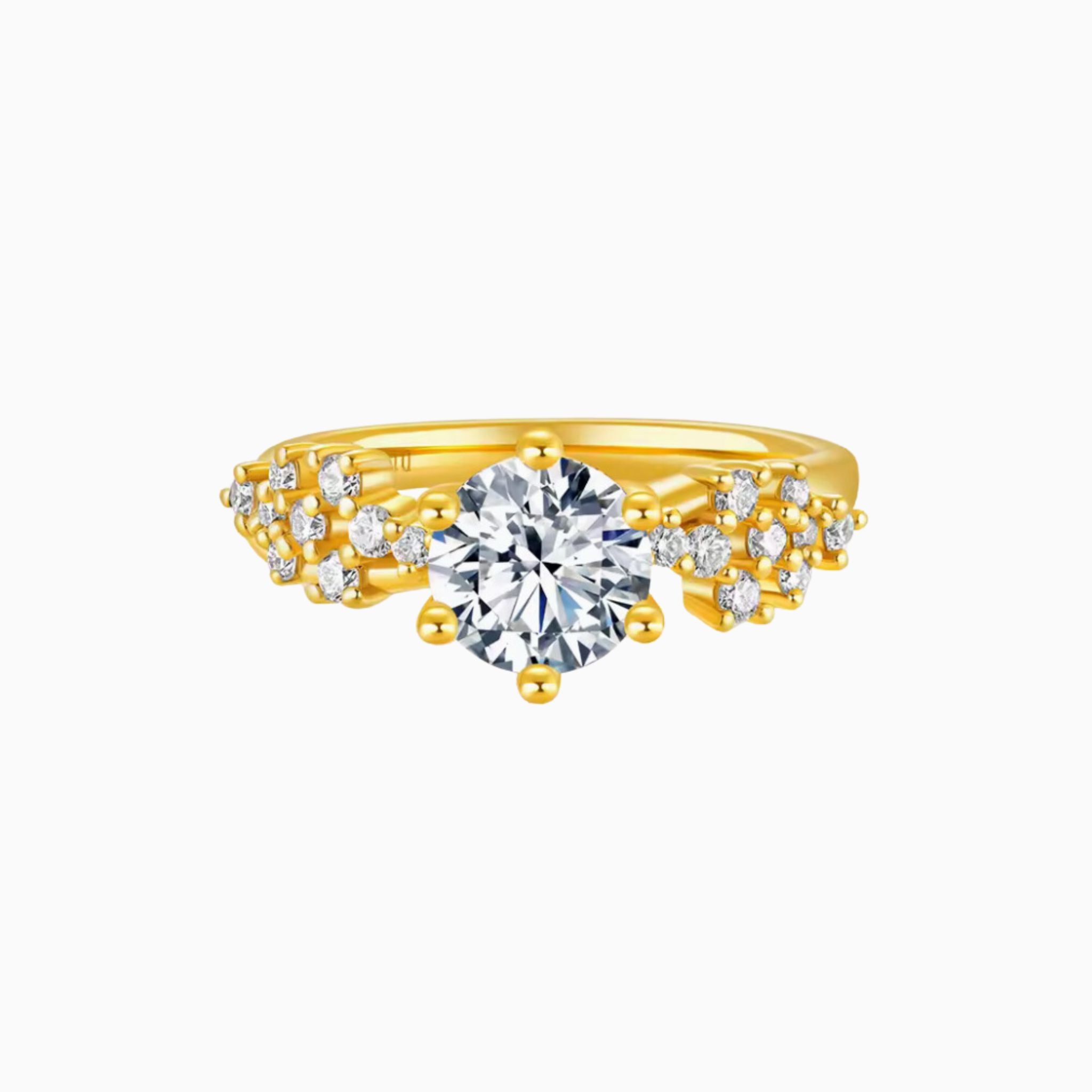 Shooting Stars Round Brilliant 24K Gold Ring (999 Gold)