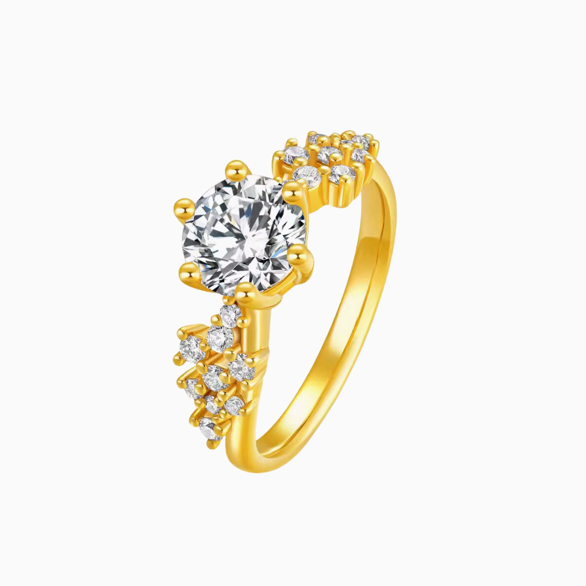 Shooting Stars Round Brilliant 24K Gold Ring (999 Gold)