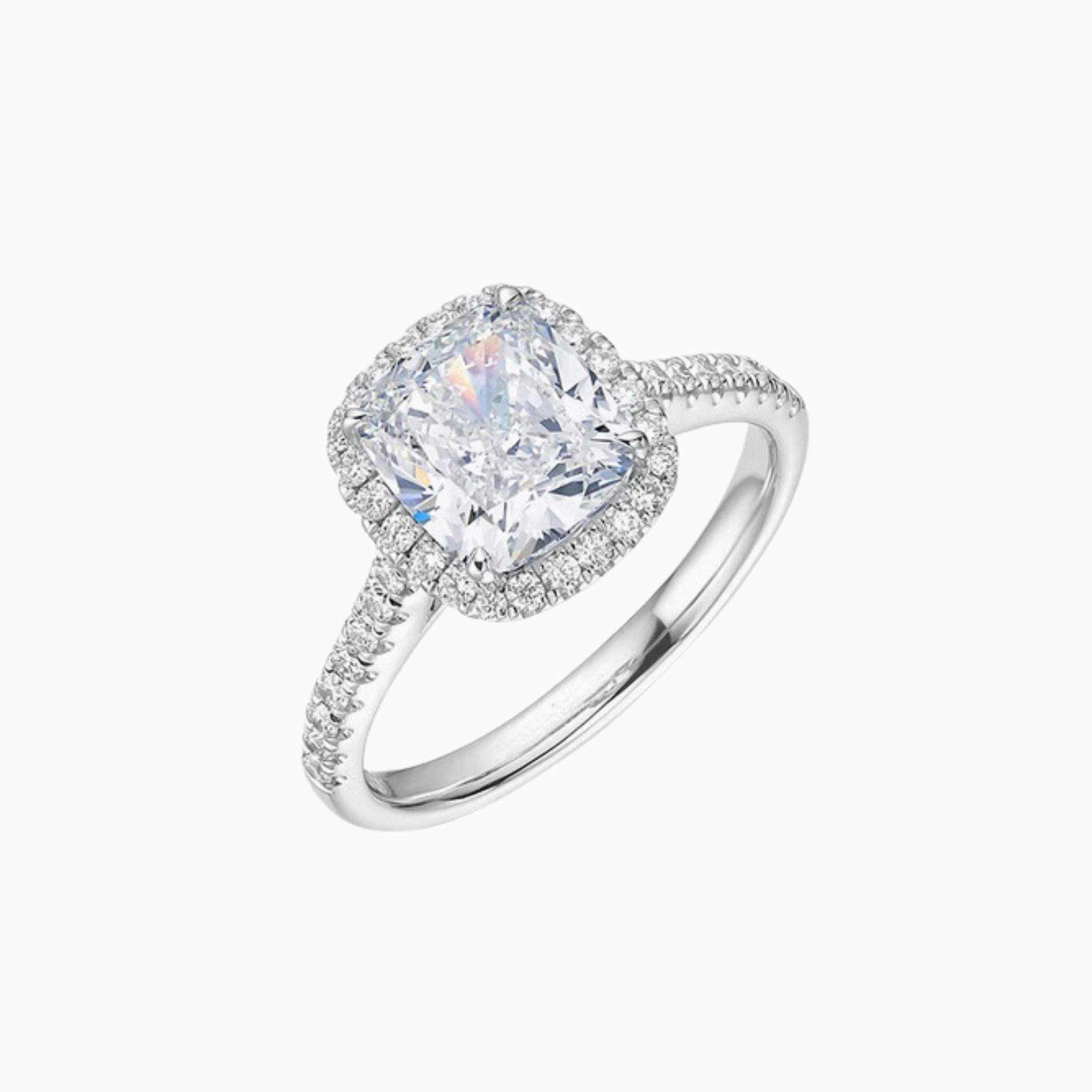 Millau Cushion Brilliant Halo Ring with Pavé Bands