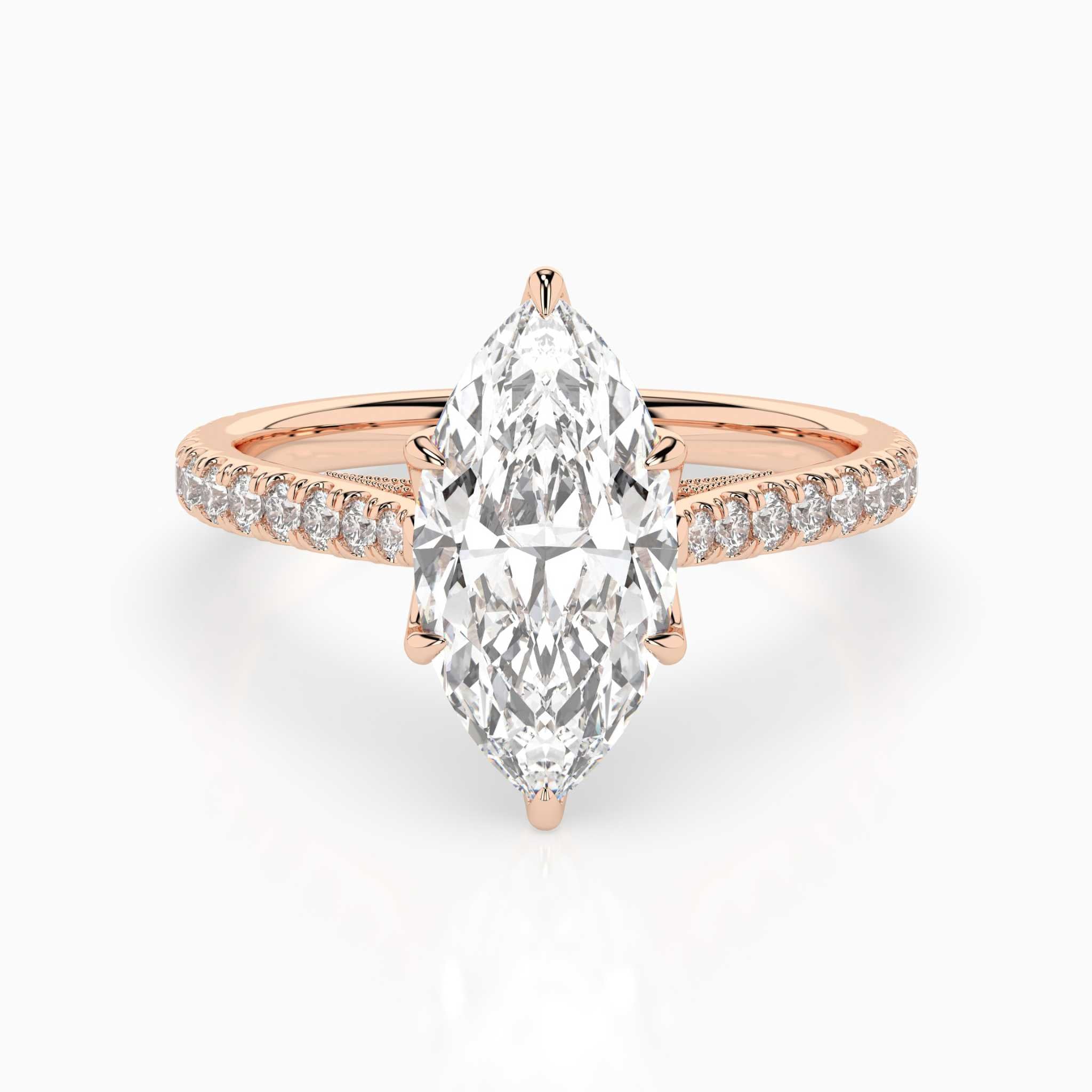 The Helaine: Marquise Milgrain Pavé Engagement Ring