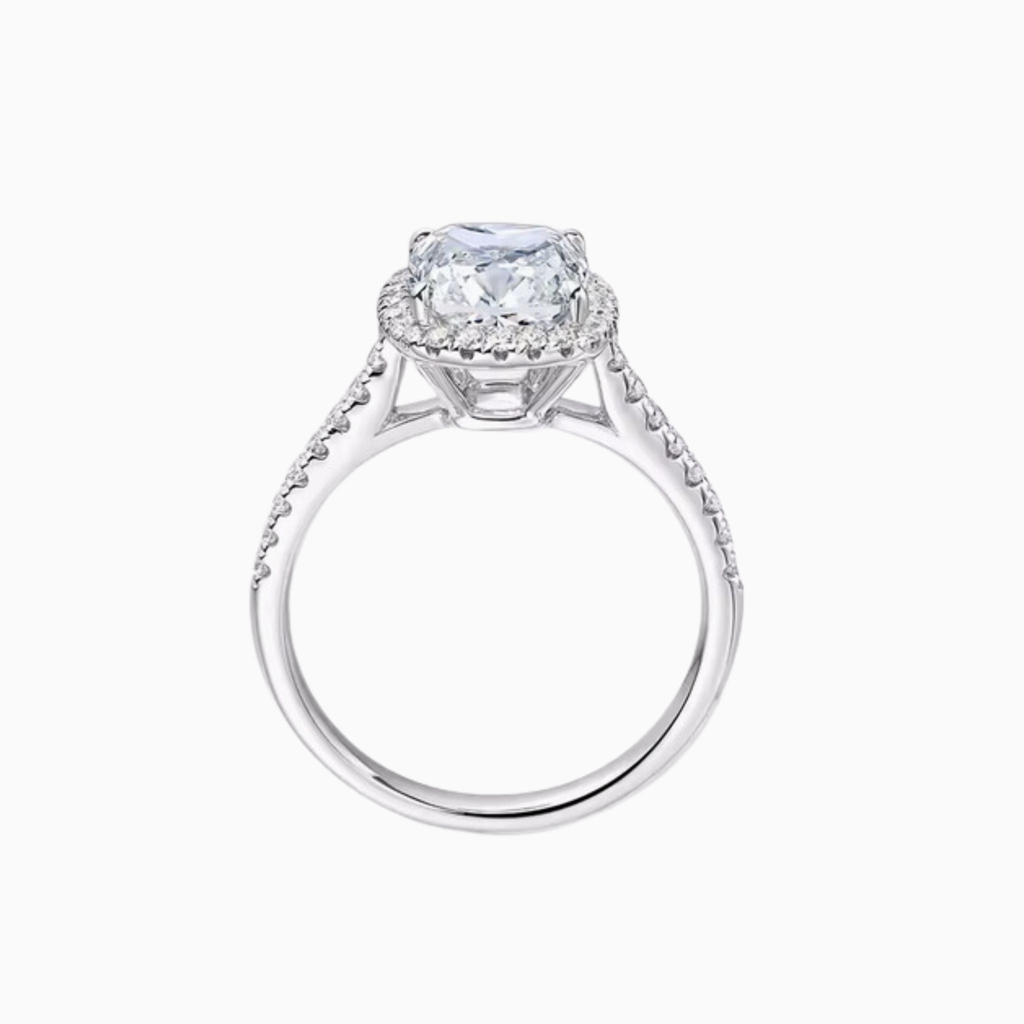 Millau Cushion Brilliant Halo Ring with Pavé Bands