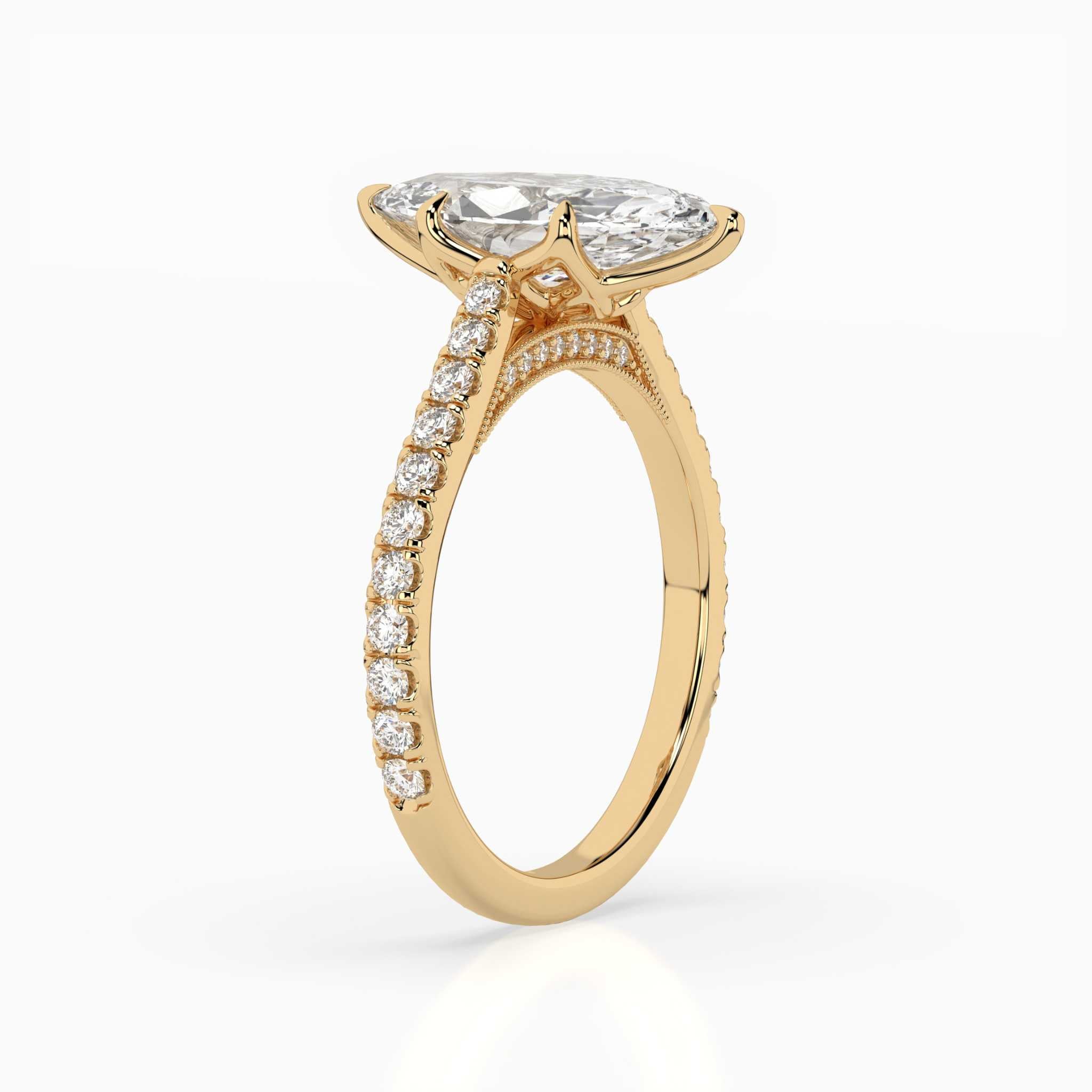 The Helaine: Marquise Milgrain Pavé Engagement Ring