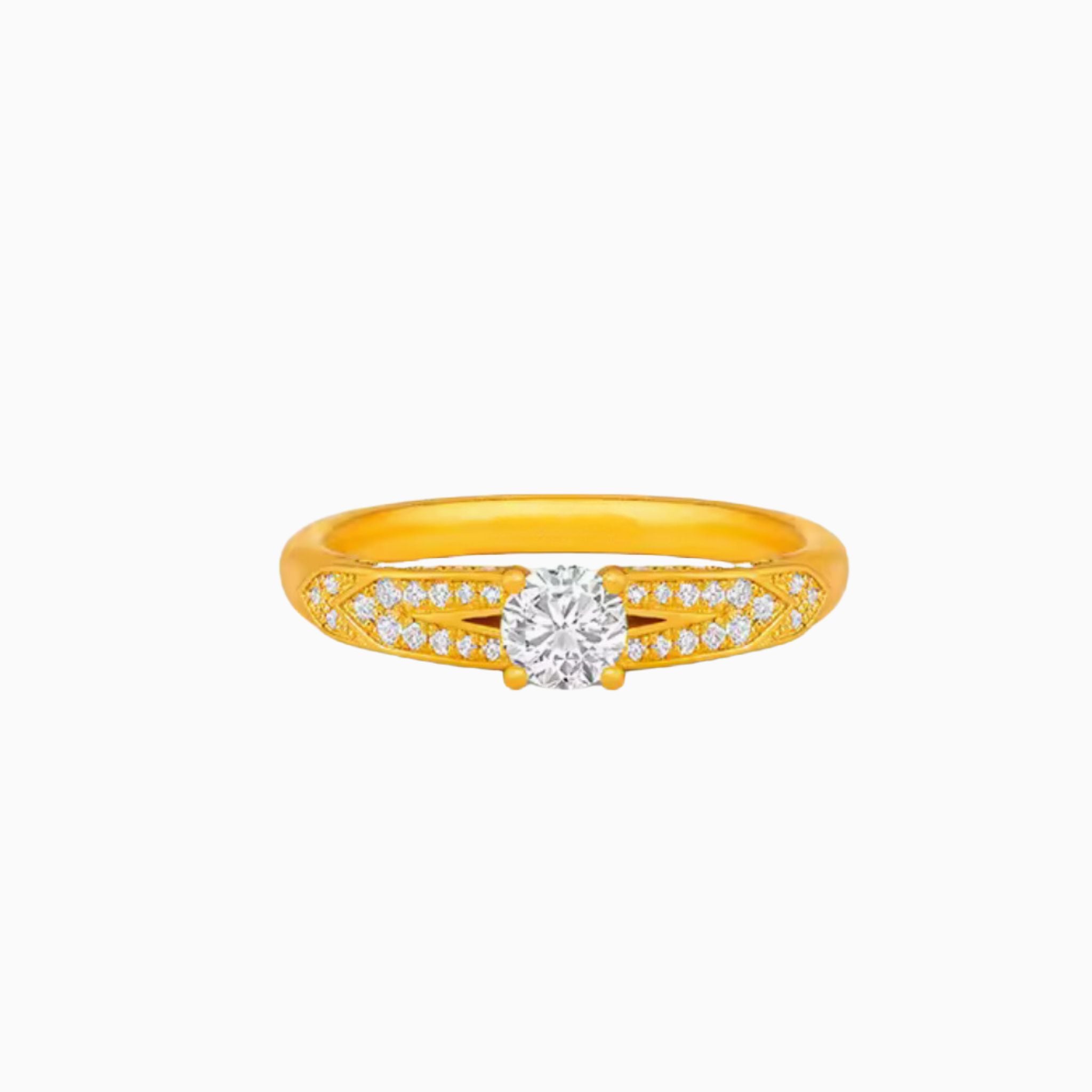 Florence Round Brilliant 24K Gold Engagement Ring (999 Gold)