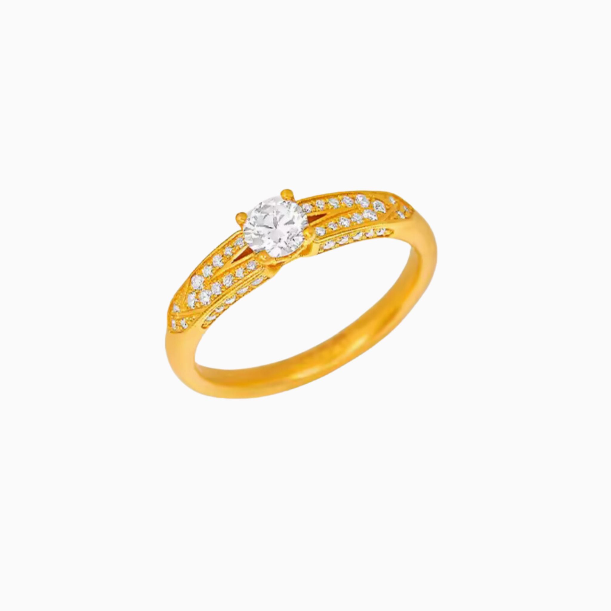 Florence Round Brilliant 24K Gold Engagement Ring (999 Gold)