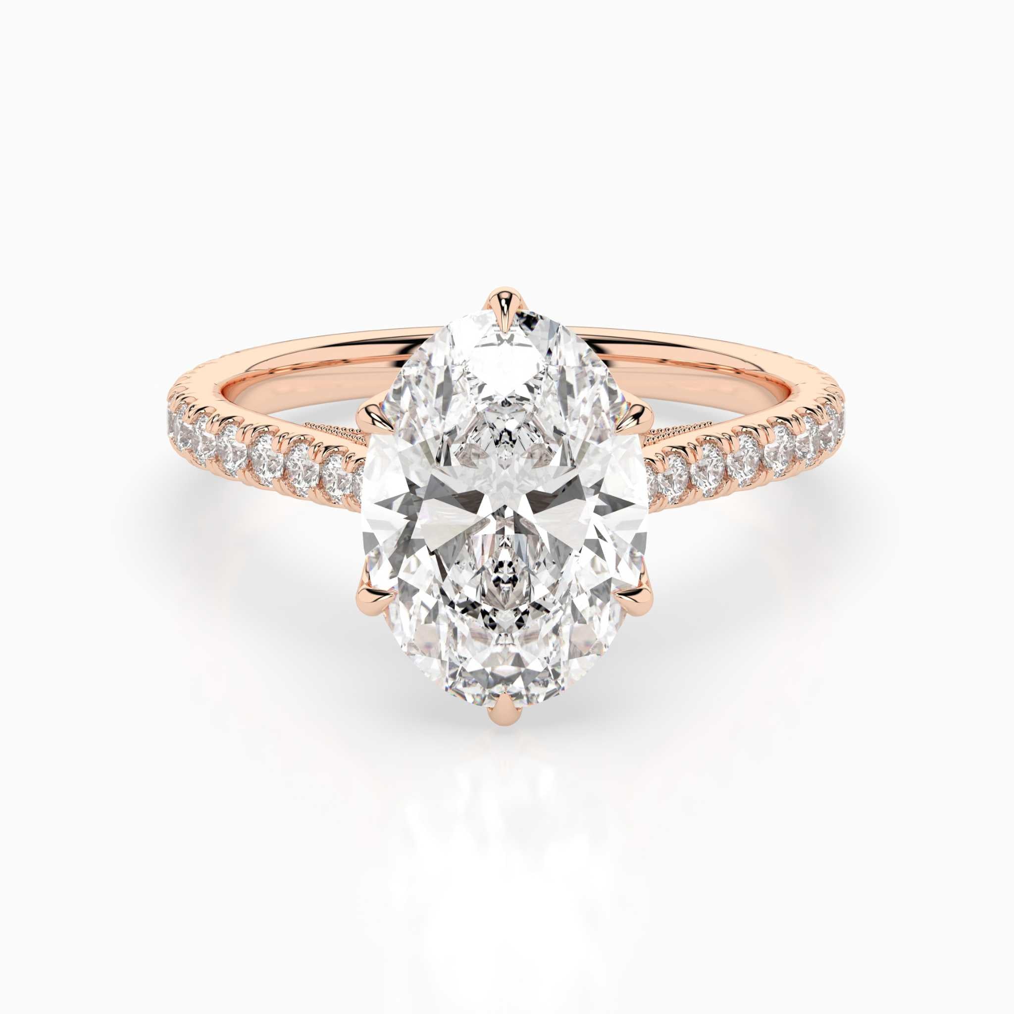 The Damica: Oval Milgrain Pavé Engagement Ring