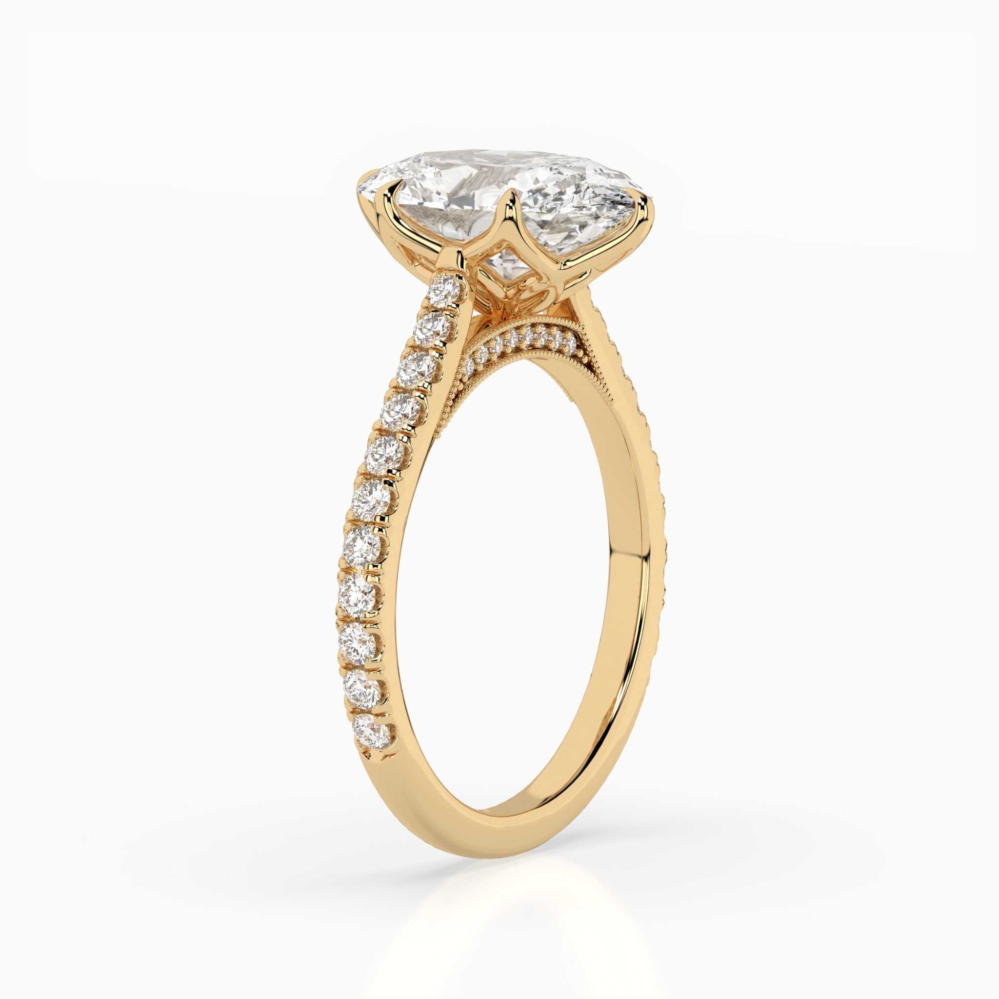 The Damica: Oval Milgrain Pavé Engagement Ring