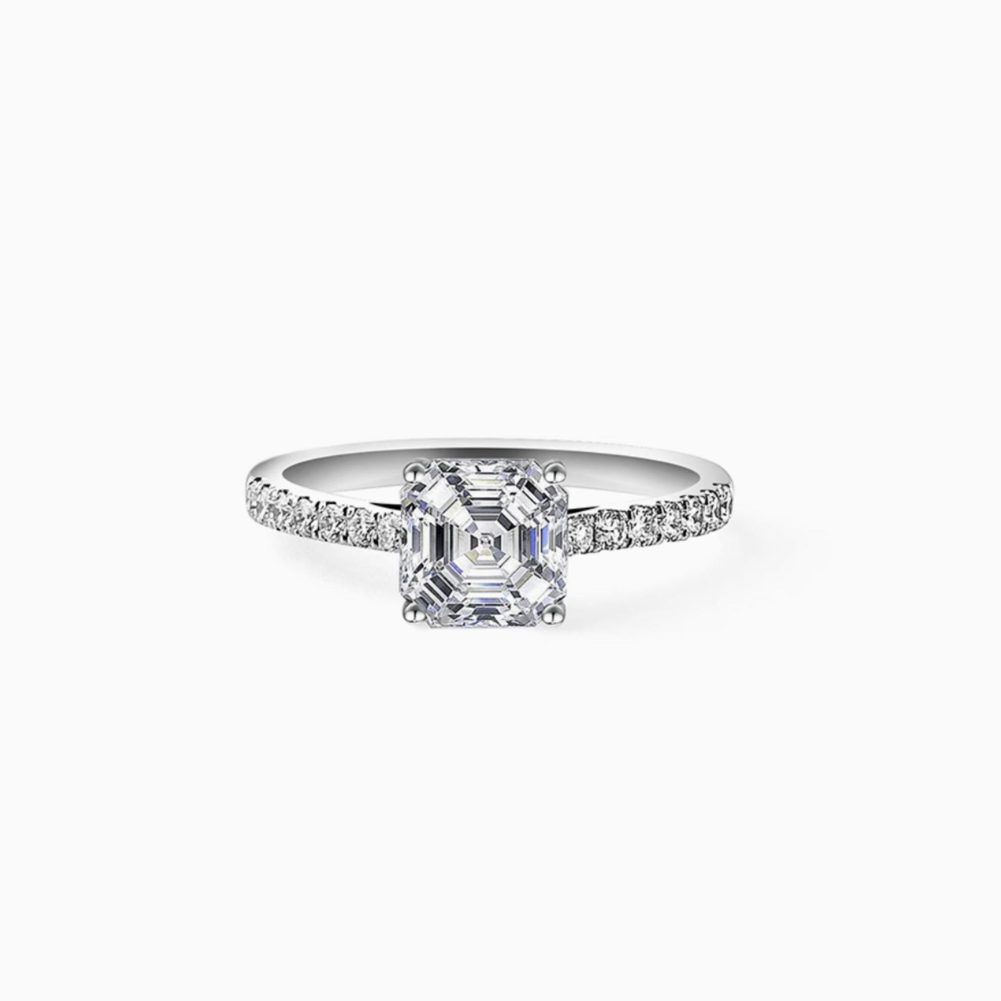 Corsica Asscher Diamond Ring with Pavé Bands