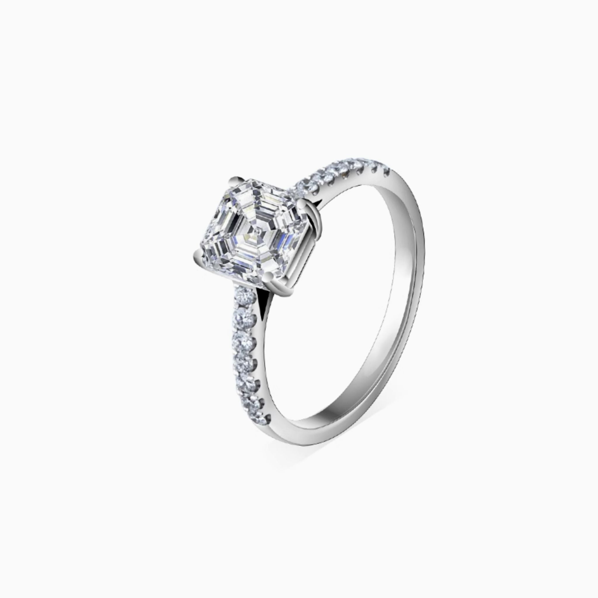 Corsica Asscher Diamond Ring with Pavé Bands