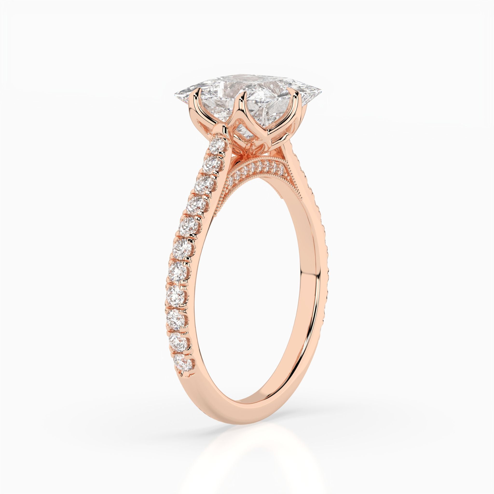 <b>Build Your Own</b> <br>The Celie: Princess Milgrain Pavé Engagement Ring<br>