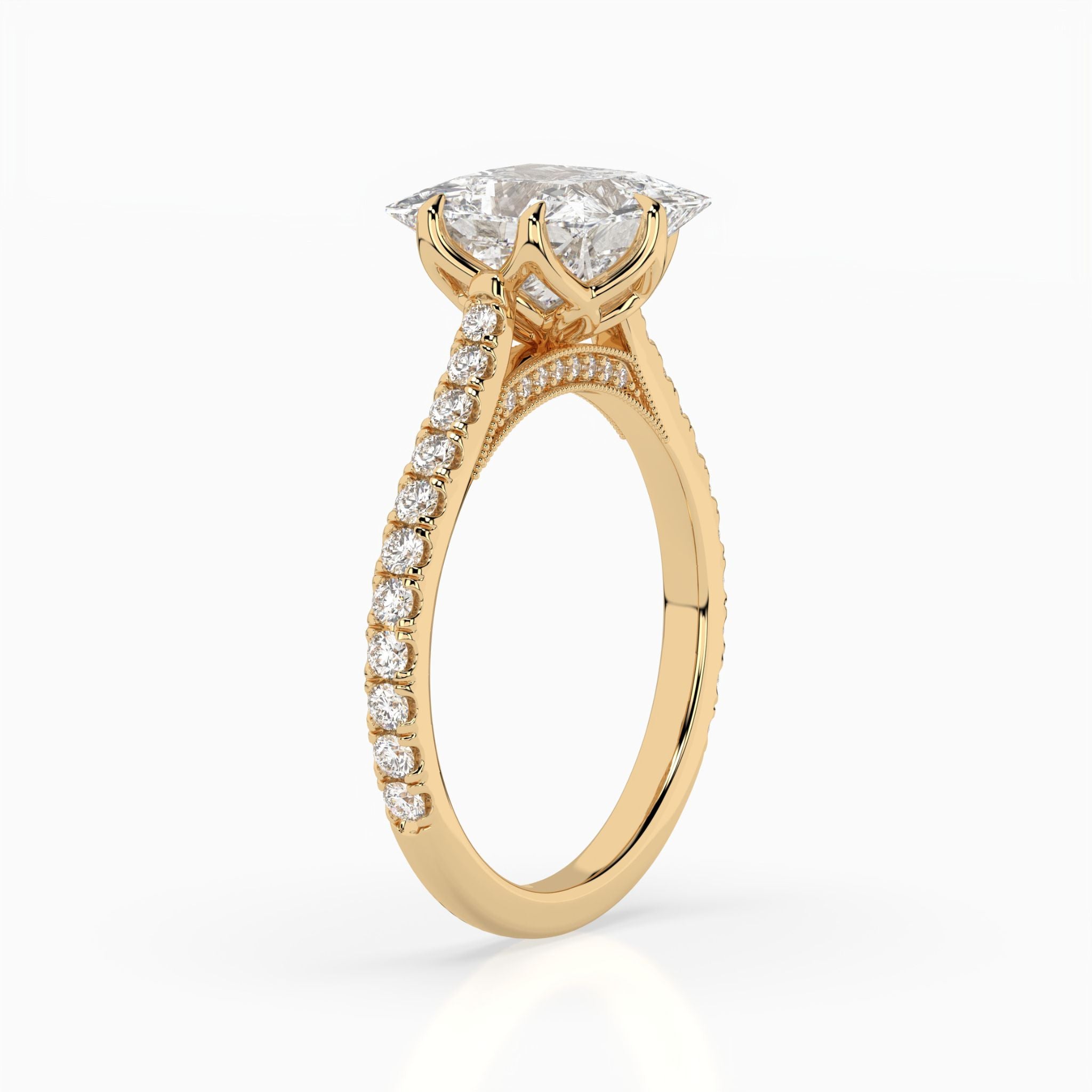 The Celie: Princess Milgrain Pavé Engagement Ring