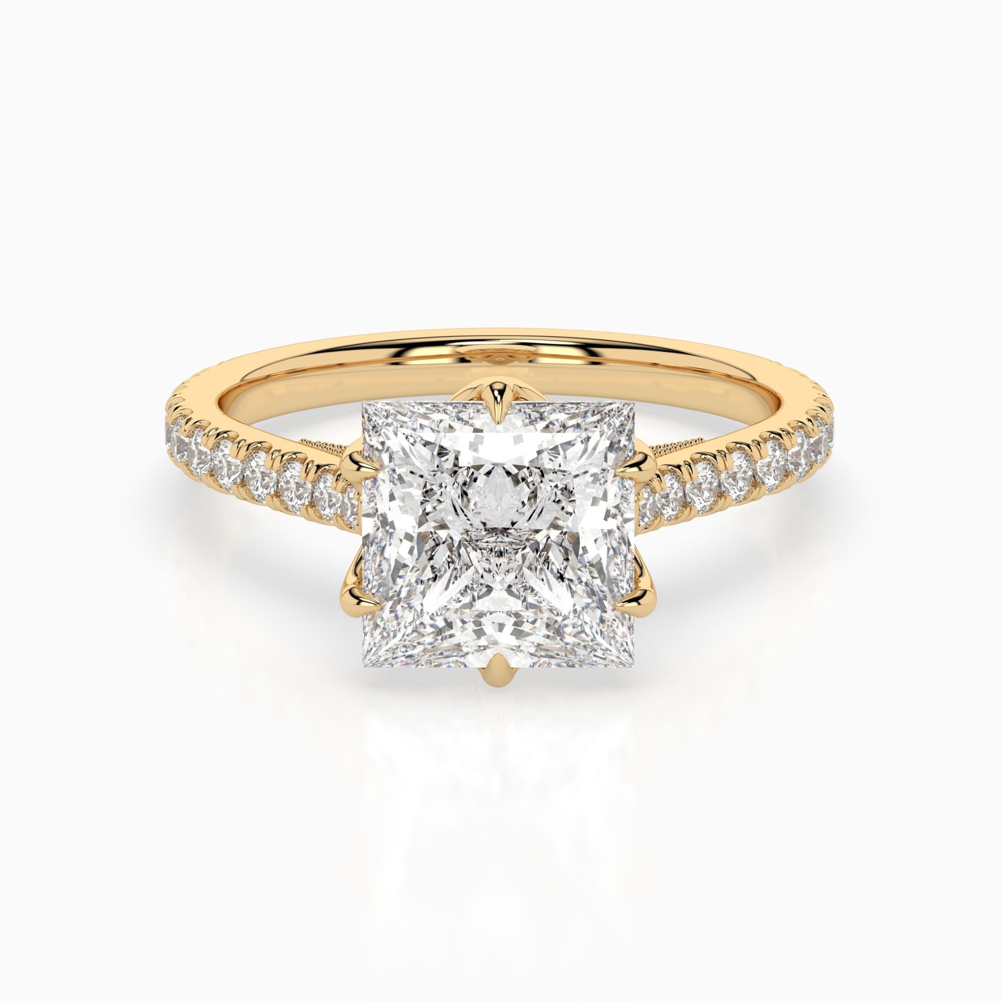 The Celie: Princess Milgrain Pavé Engagement Ring