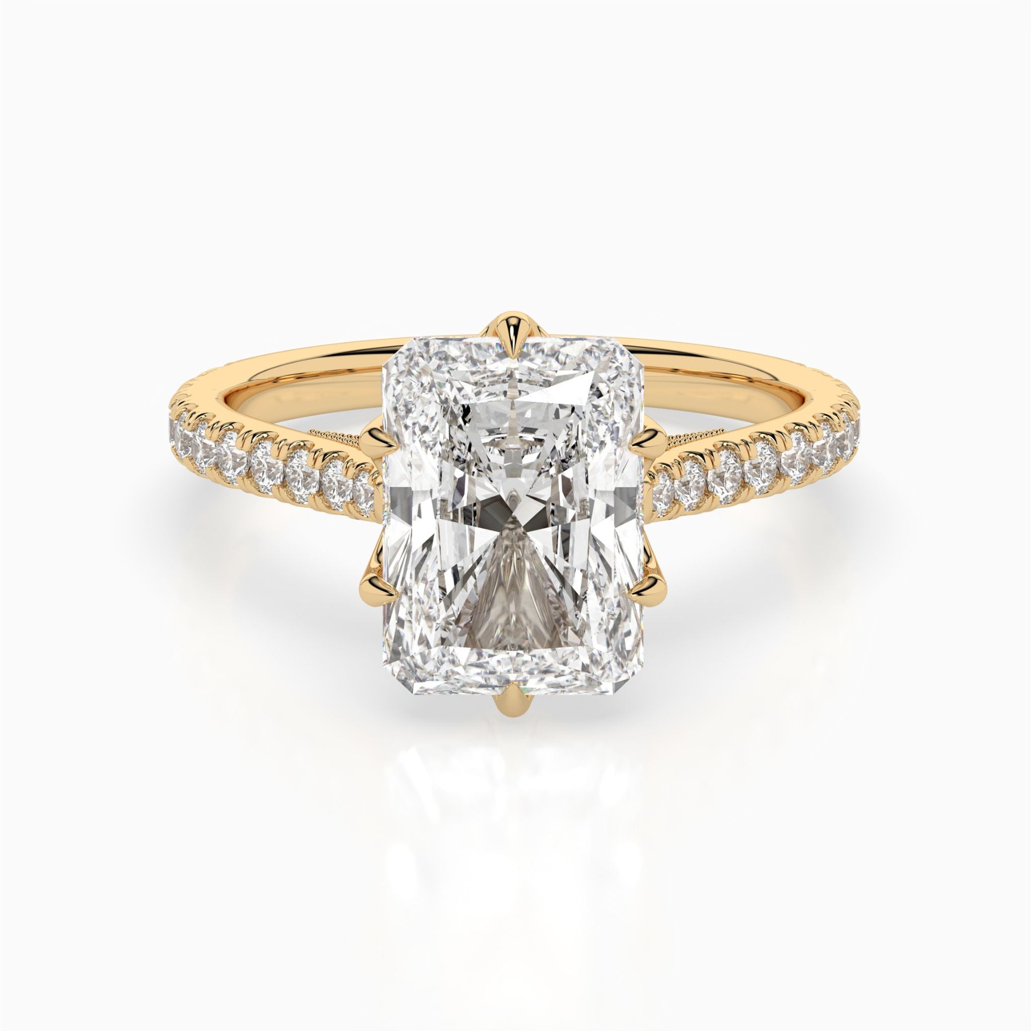 The Frostine: Radiant Milgrain Pavé Engagement Ring