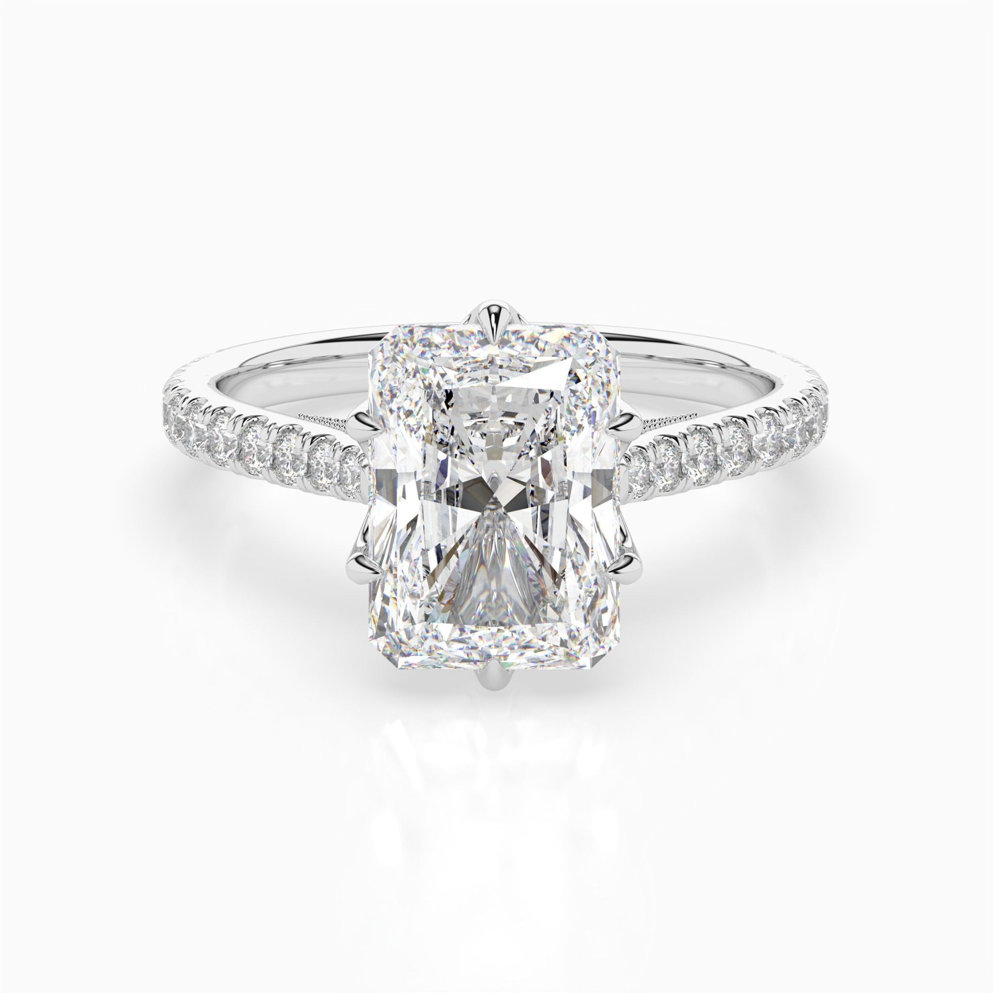 The Frostine: Radiant Milgrain Pavé Engagement Ring