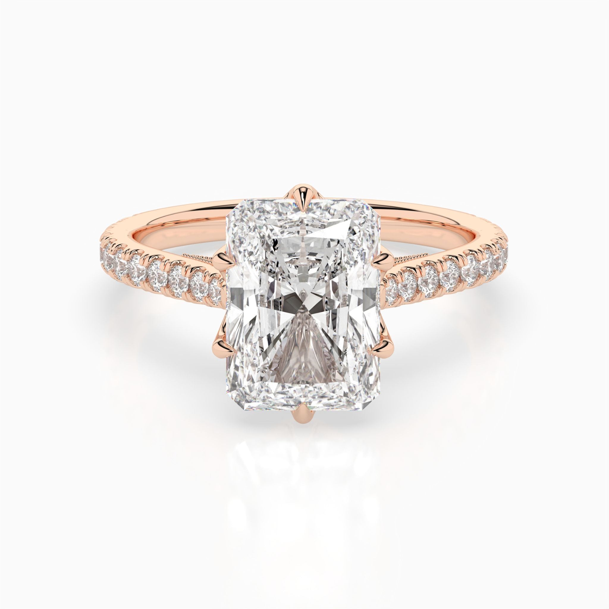 The Frostine: Radiant Milgrain Pavé Engagement Ring