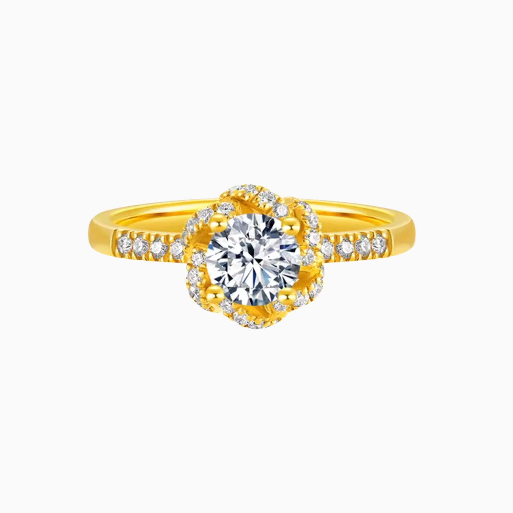 Abrelle Floral 24K Gold Diamond Ring (999 Gold)