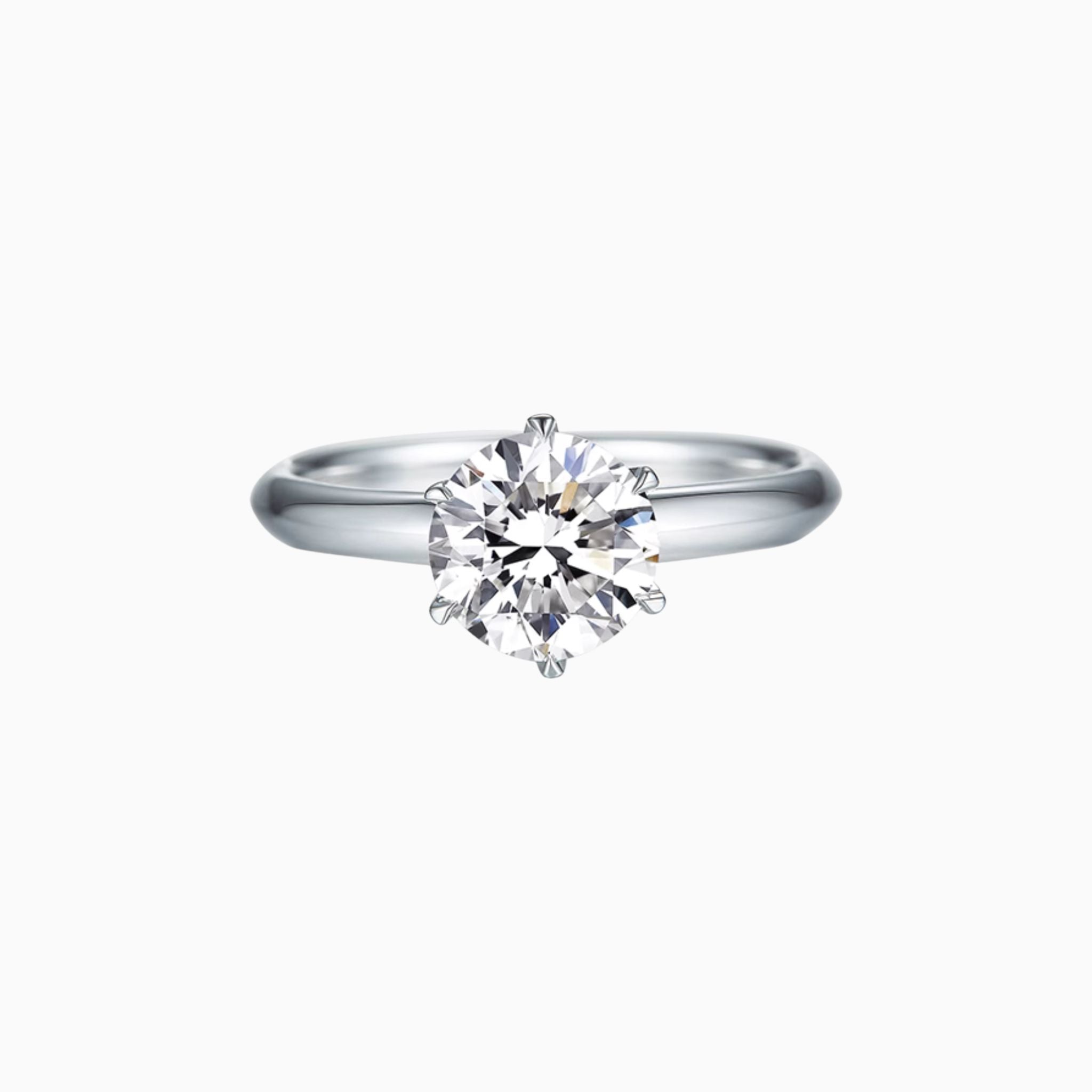 Pivoine Straight Band Engagement Ring with Round Brilliant Diamond