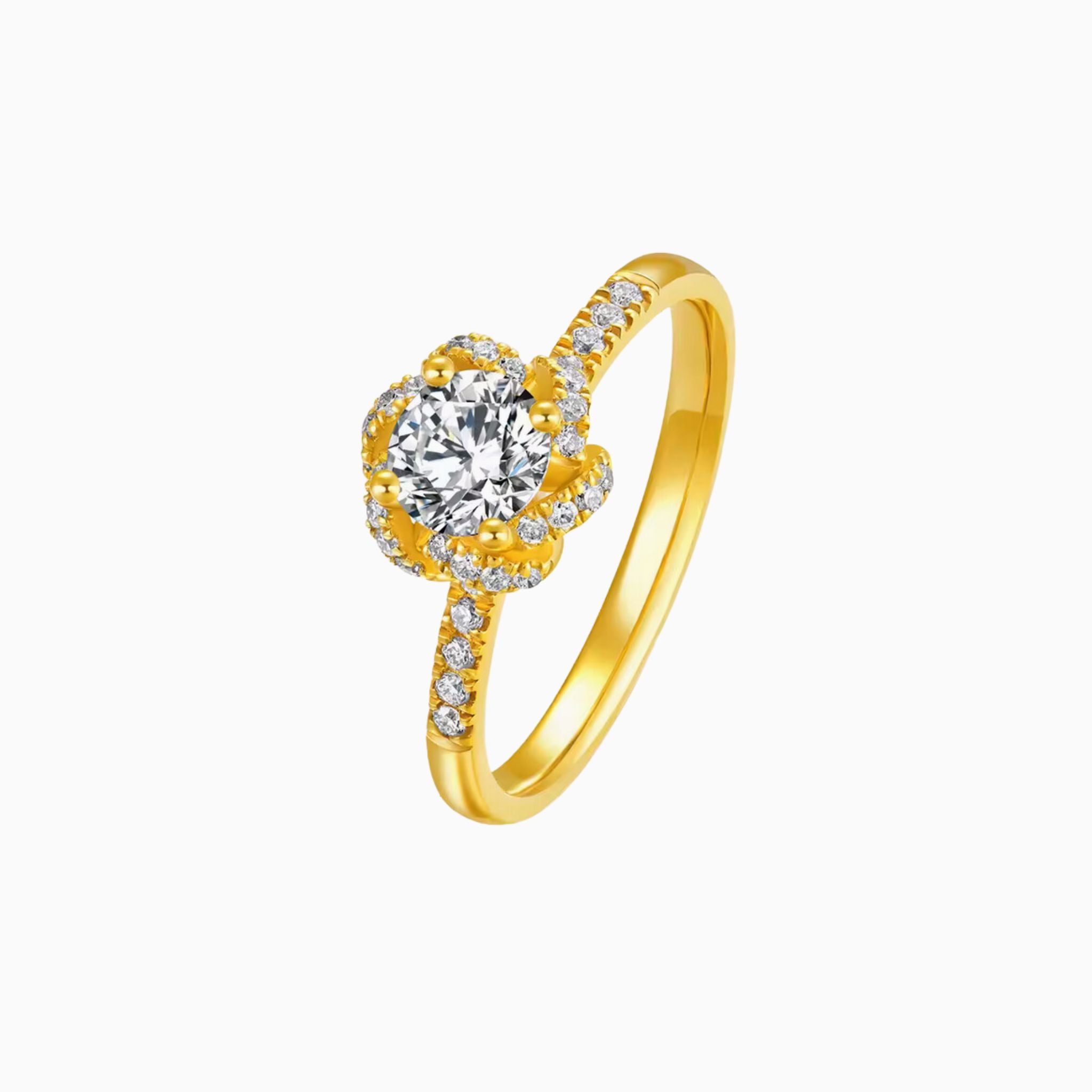 Abrelle Floral 24K Gold Diamond Ring (999 Gold)