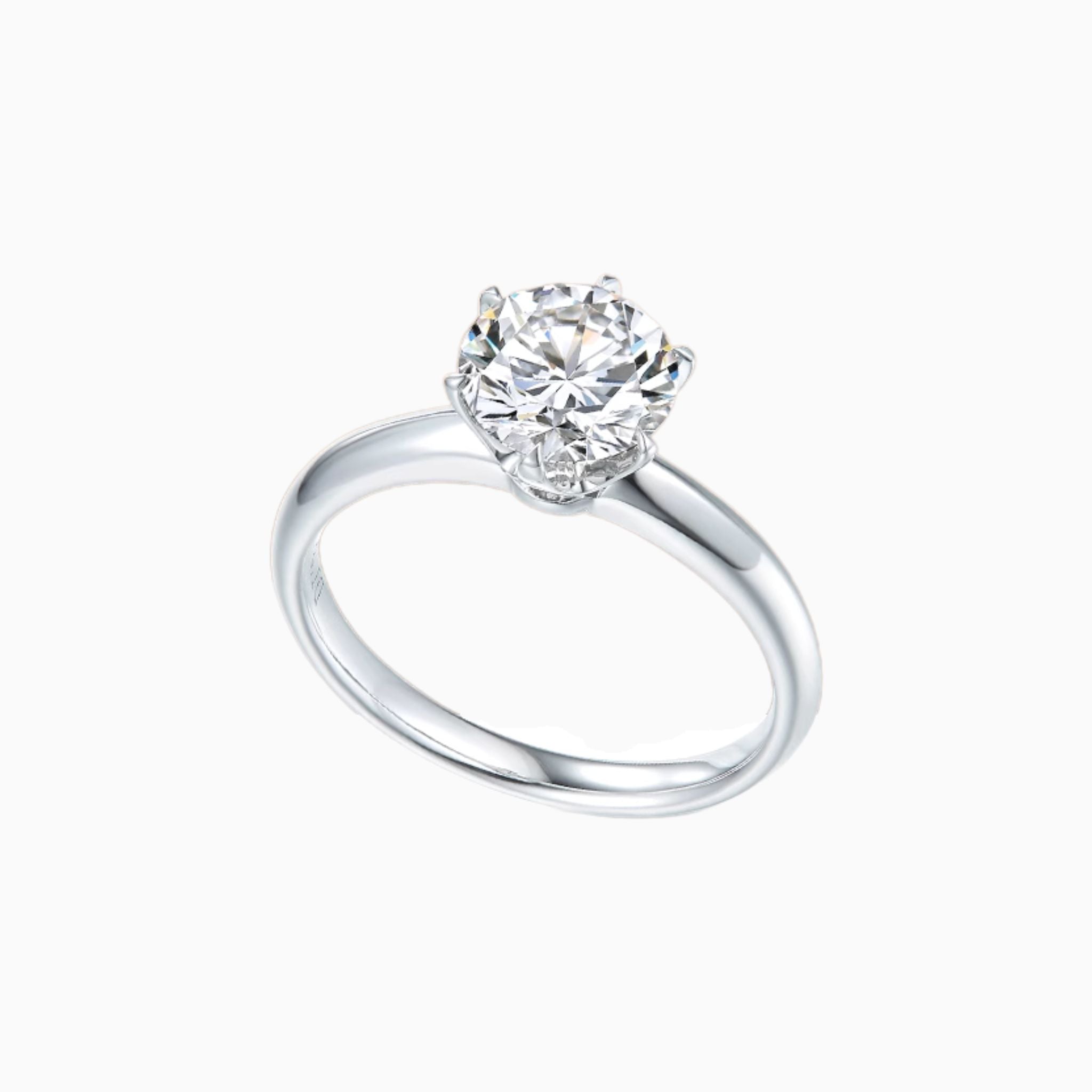 Pivoine Straight Band Engagement Ring with Round Brilliant Diamond