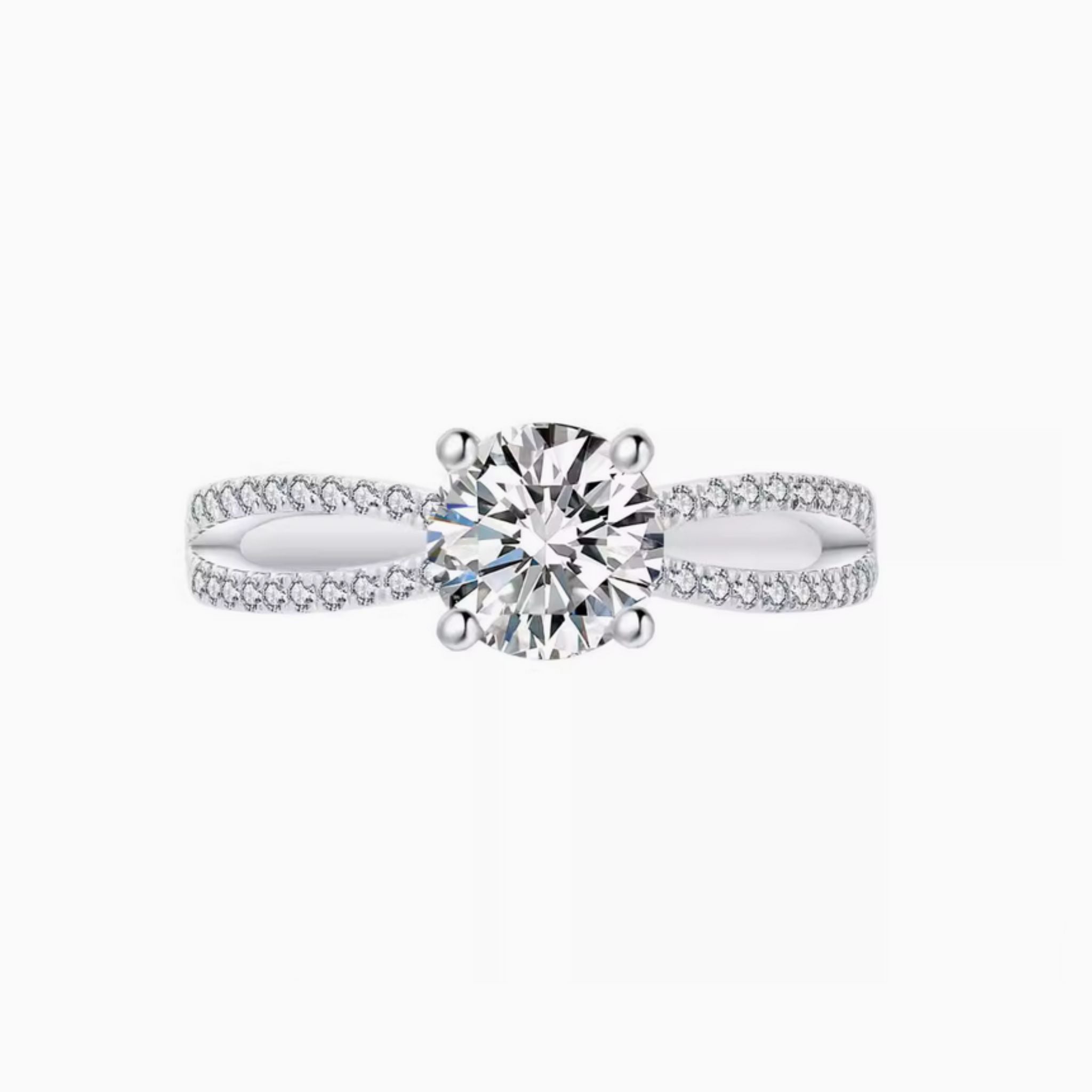 Adonide Round Brilliant Engagement Ring with Twin Diamond Bands: 1 - Carat