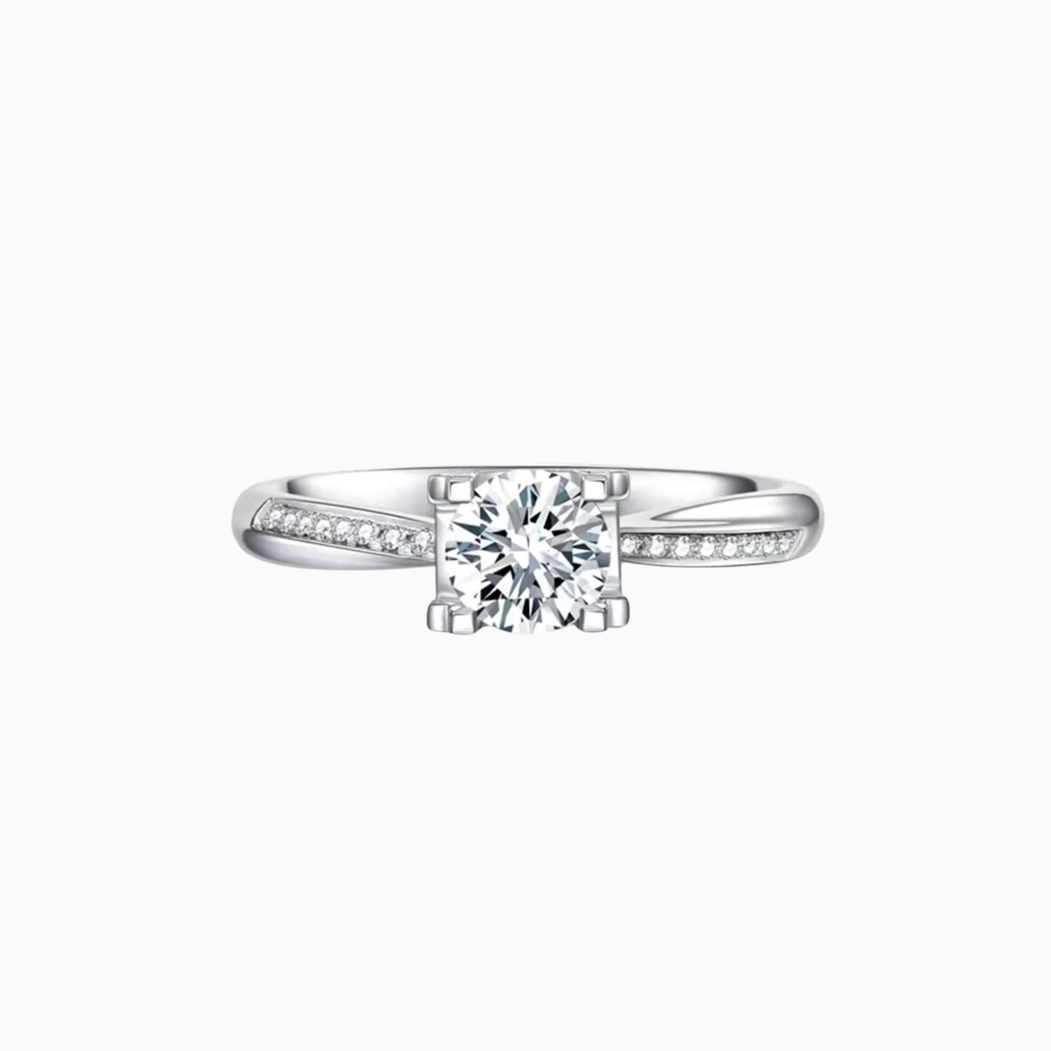 Rozane Engagement Ring with a Pavé-set Diamond Band: 1 - Carat