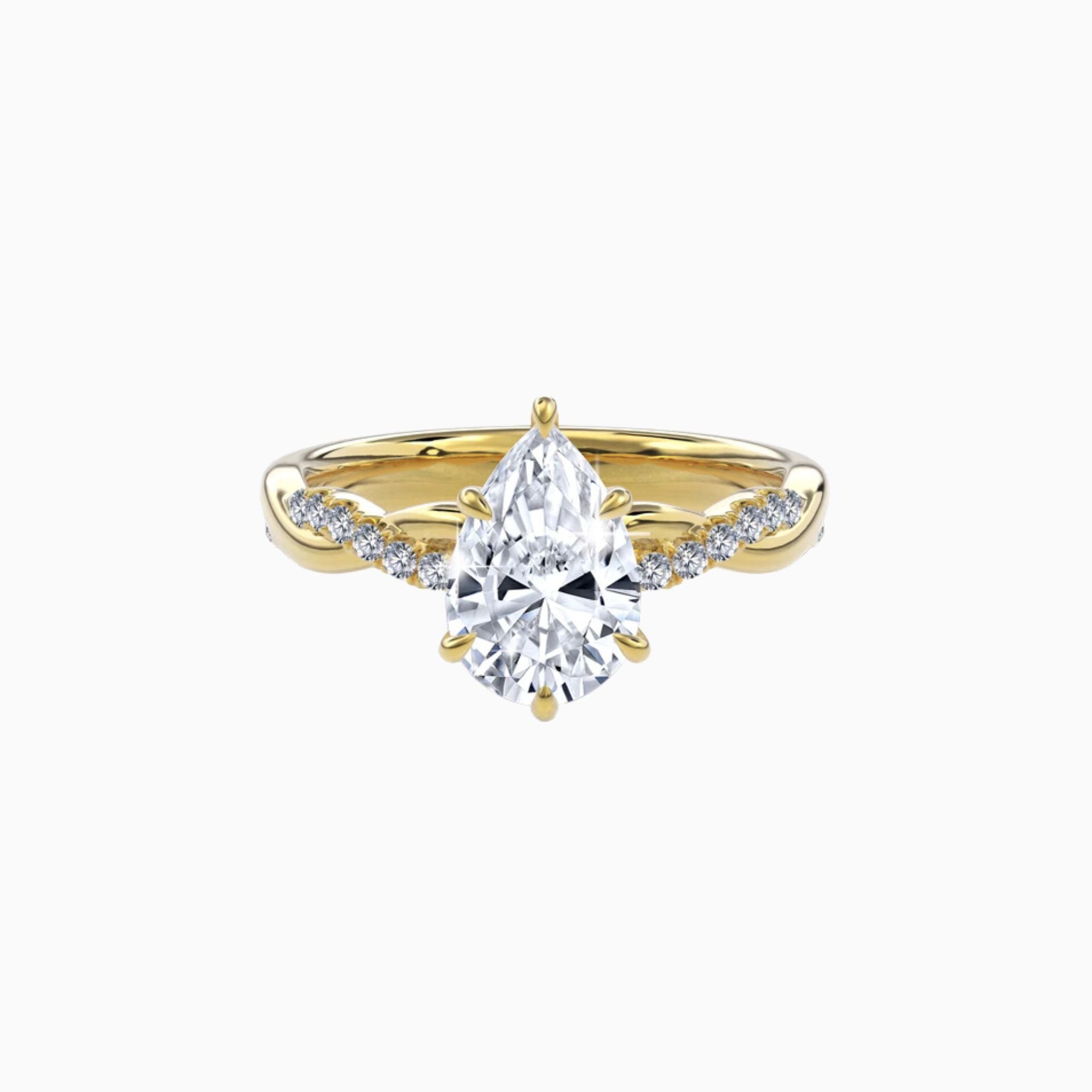 Beauvais Pear Brilliant Engagement Ring with Twisted Pavé Band