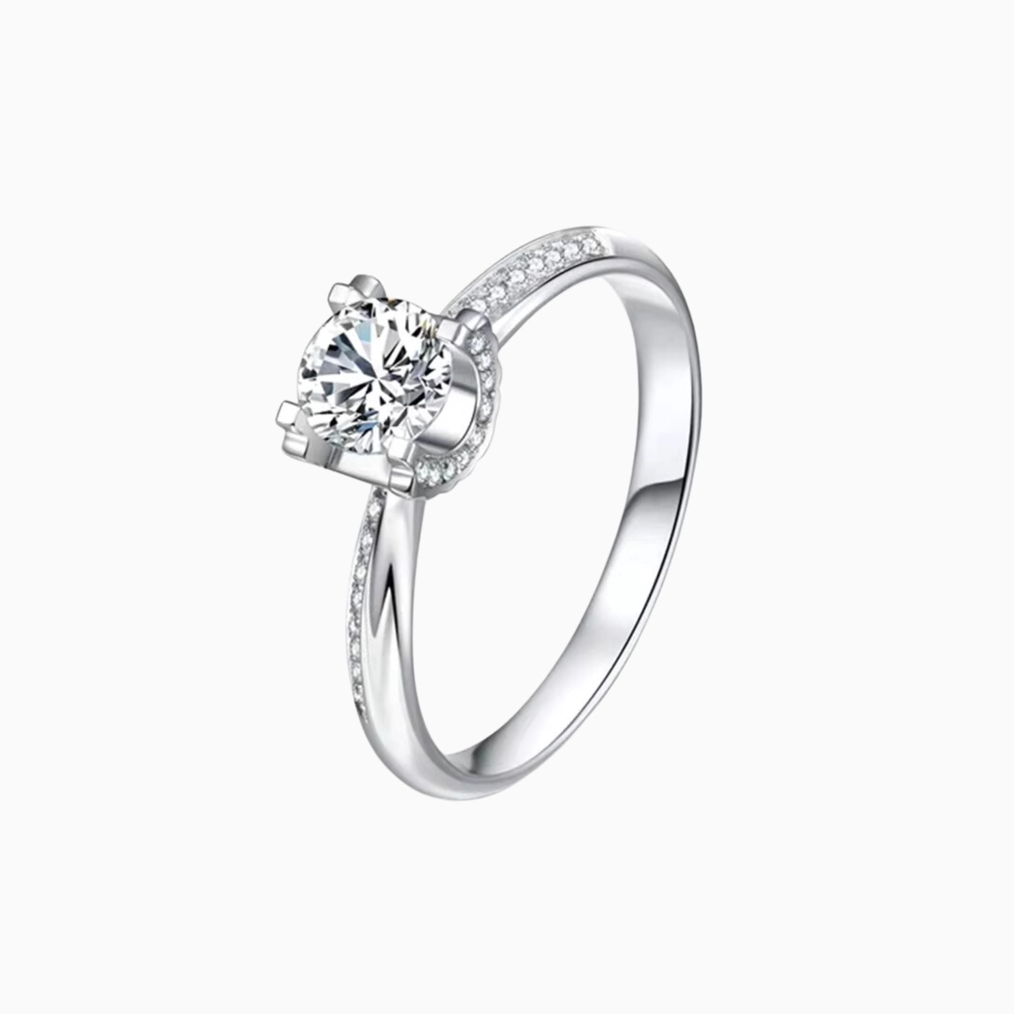 Rozane Engagement Ring with a Pavé-set Diamond Band: 1 - Carat