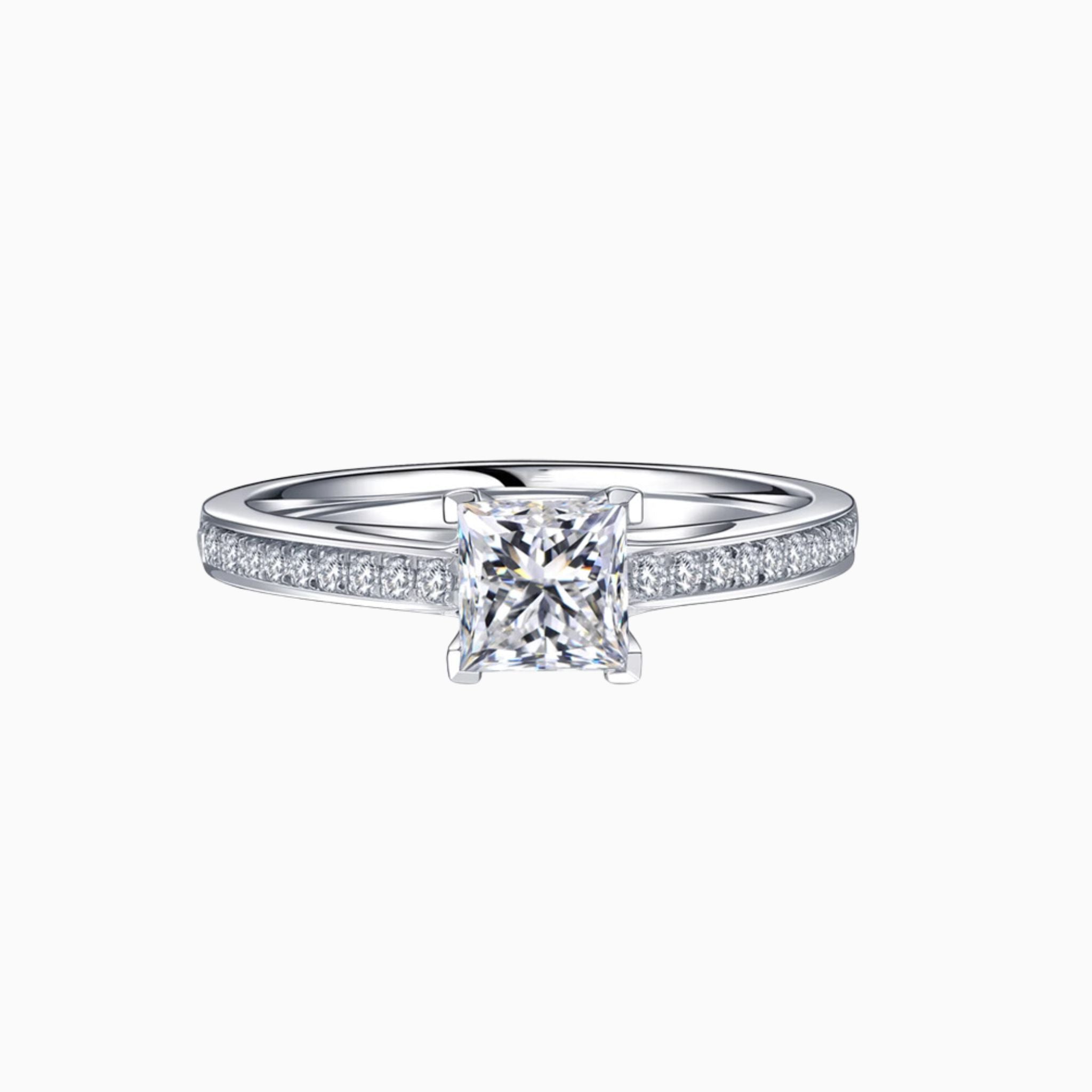 Princess Cut Diamond Pavé Engagement Ring