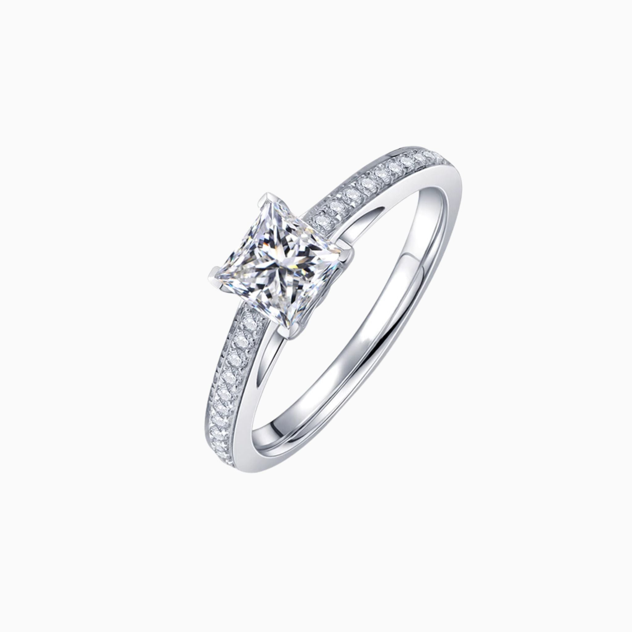 Princess Cut Diamond Pavé Engagement Ring