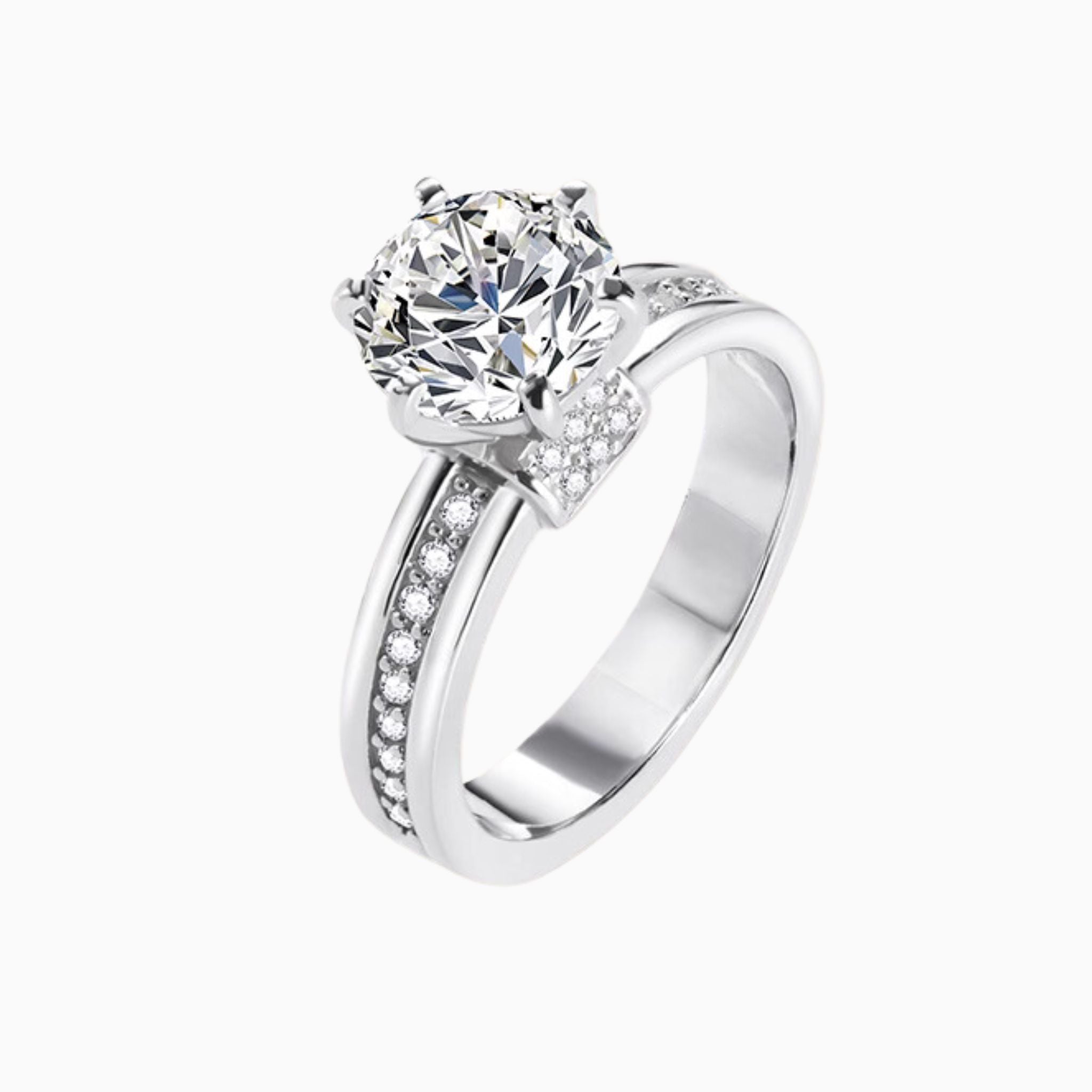 Lunaire Crown Forever Round Brilliant Engagement Ring with Diamonds On Band: 1 - Carat