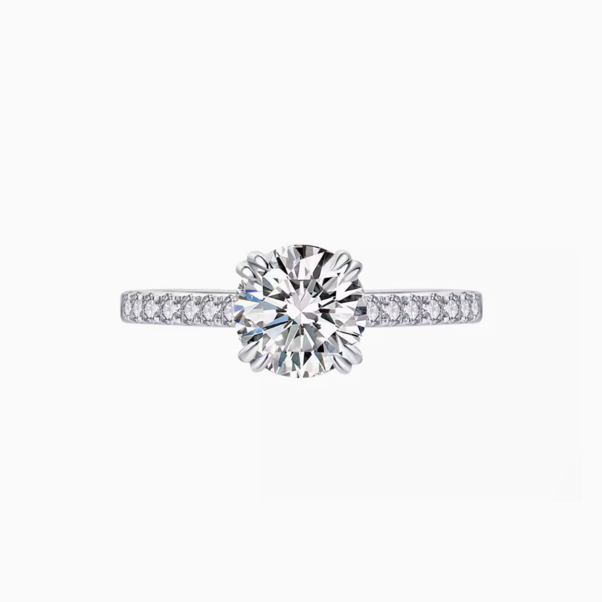 Vanille Round Brilliant Engagement Ring with a Pavé Diamond Band: 1 - Carat