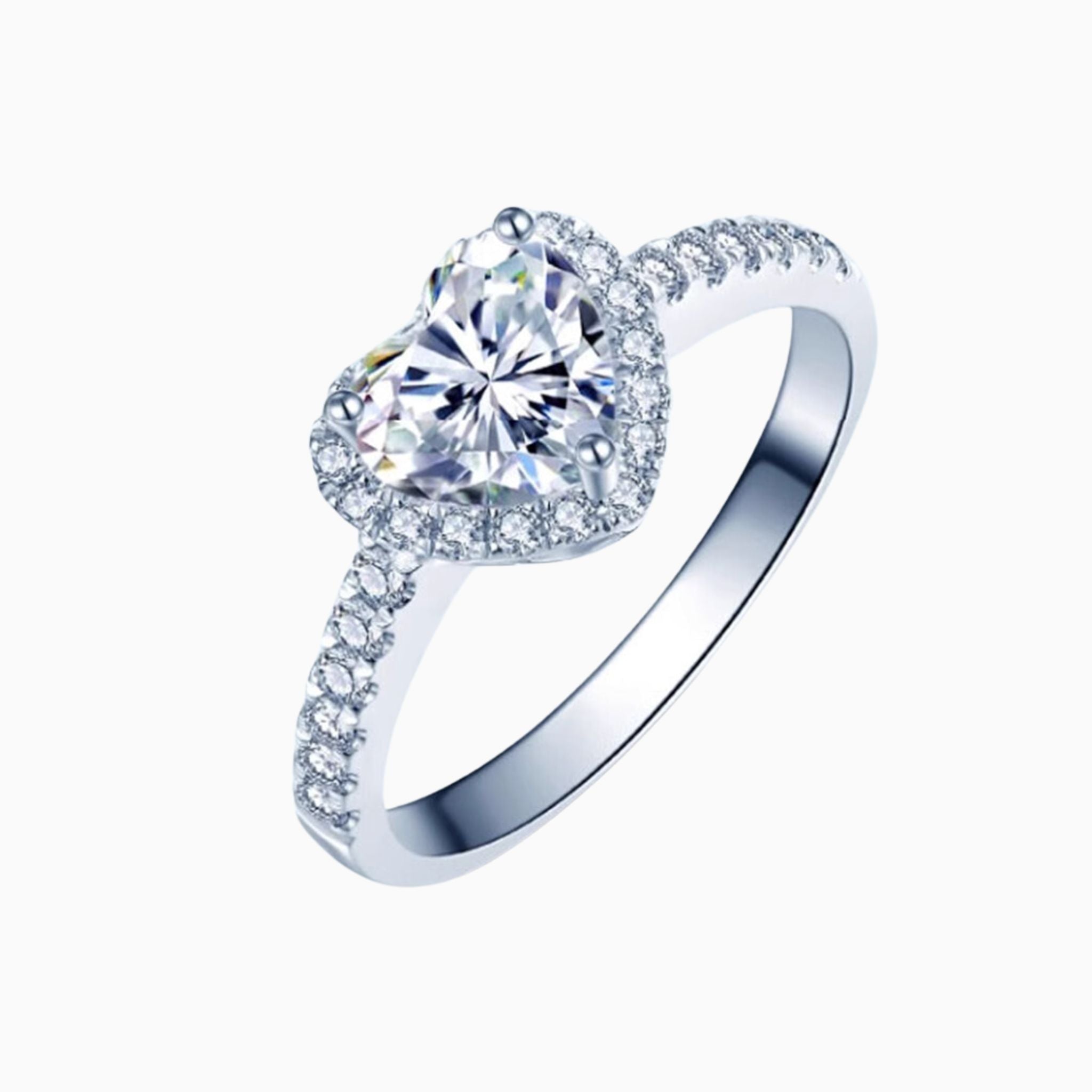 Companionship Heart Brilliant Engagement Ring with Halo and Pavé Band