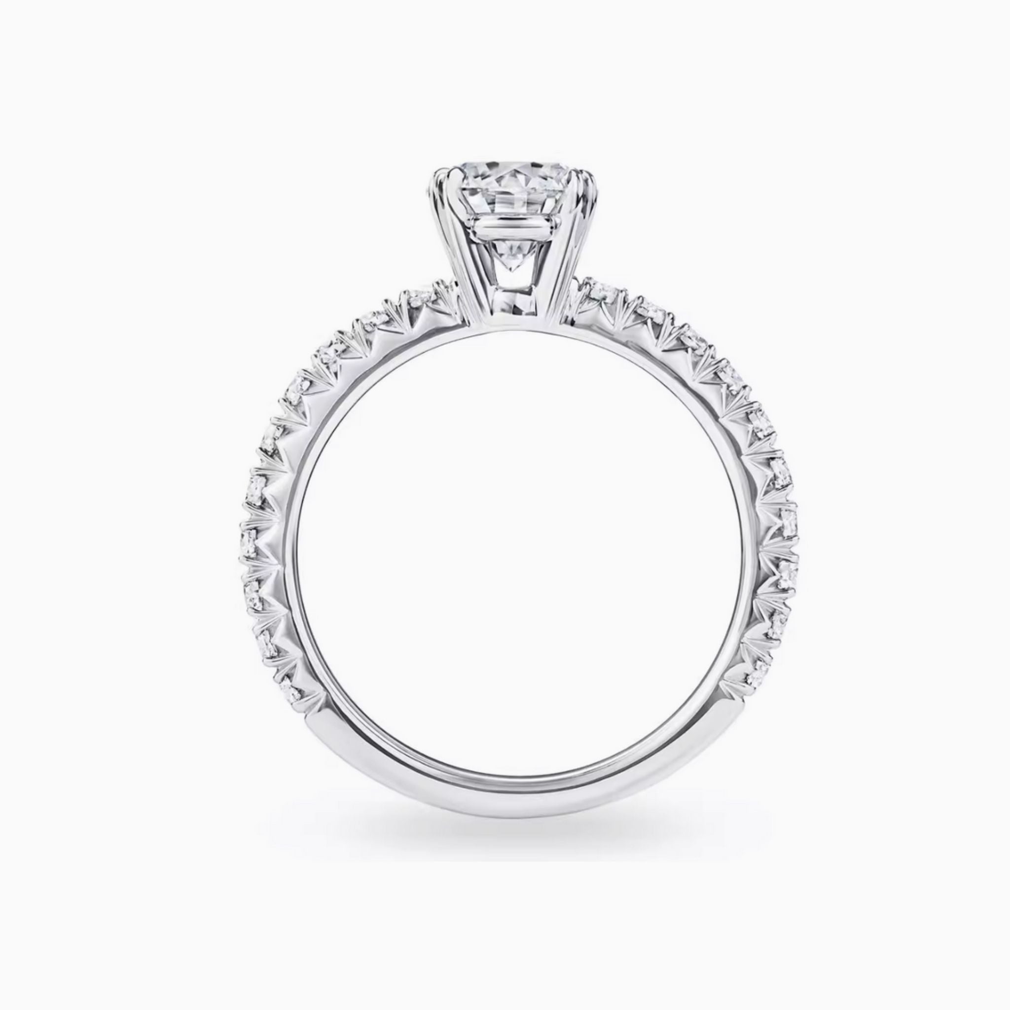 Vanille Round Brilliant Engagement Ring with a Pavé Diamond Band: 1 - Carat