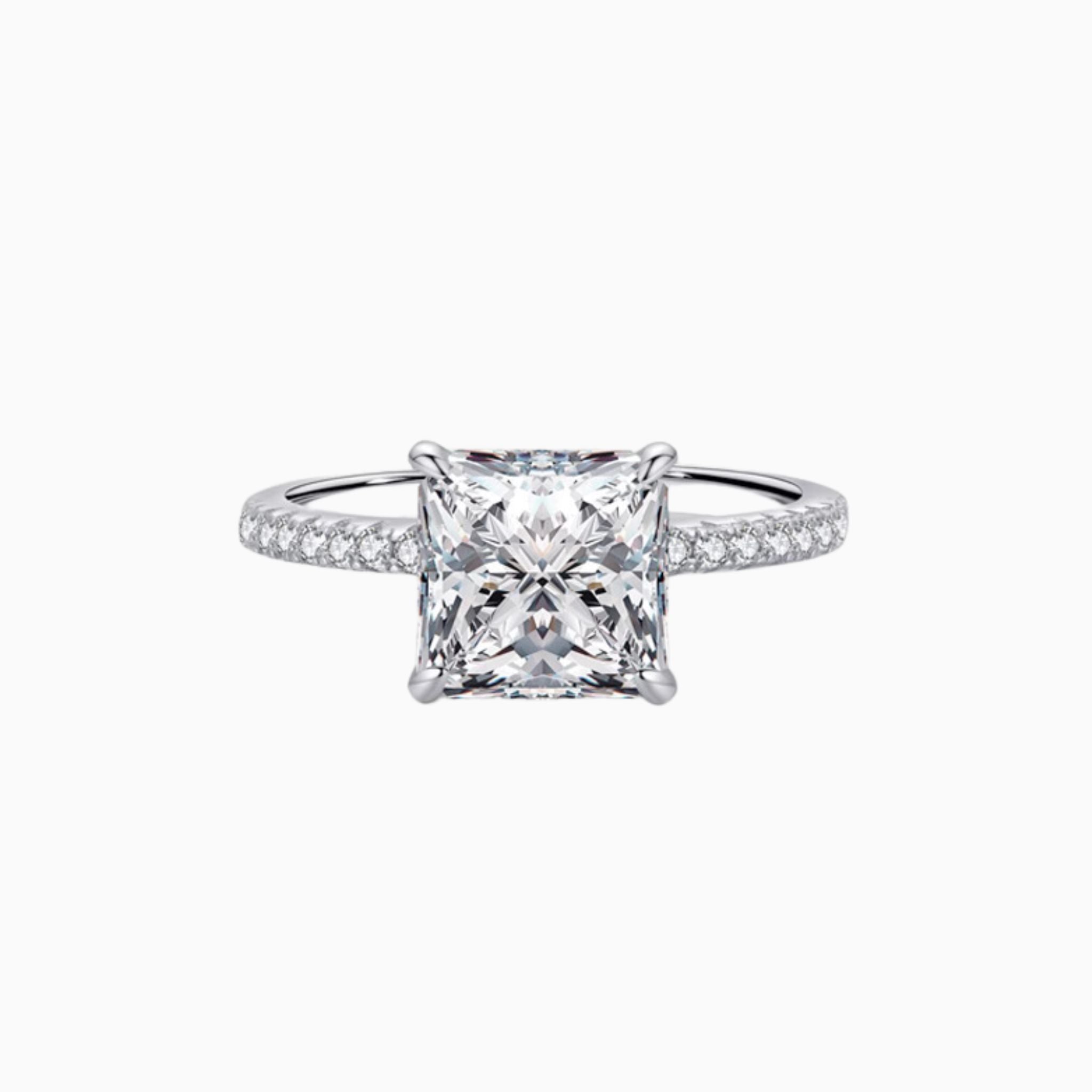 Amiens Cushion Engagement Ring with Pavé Bands