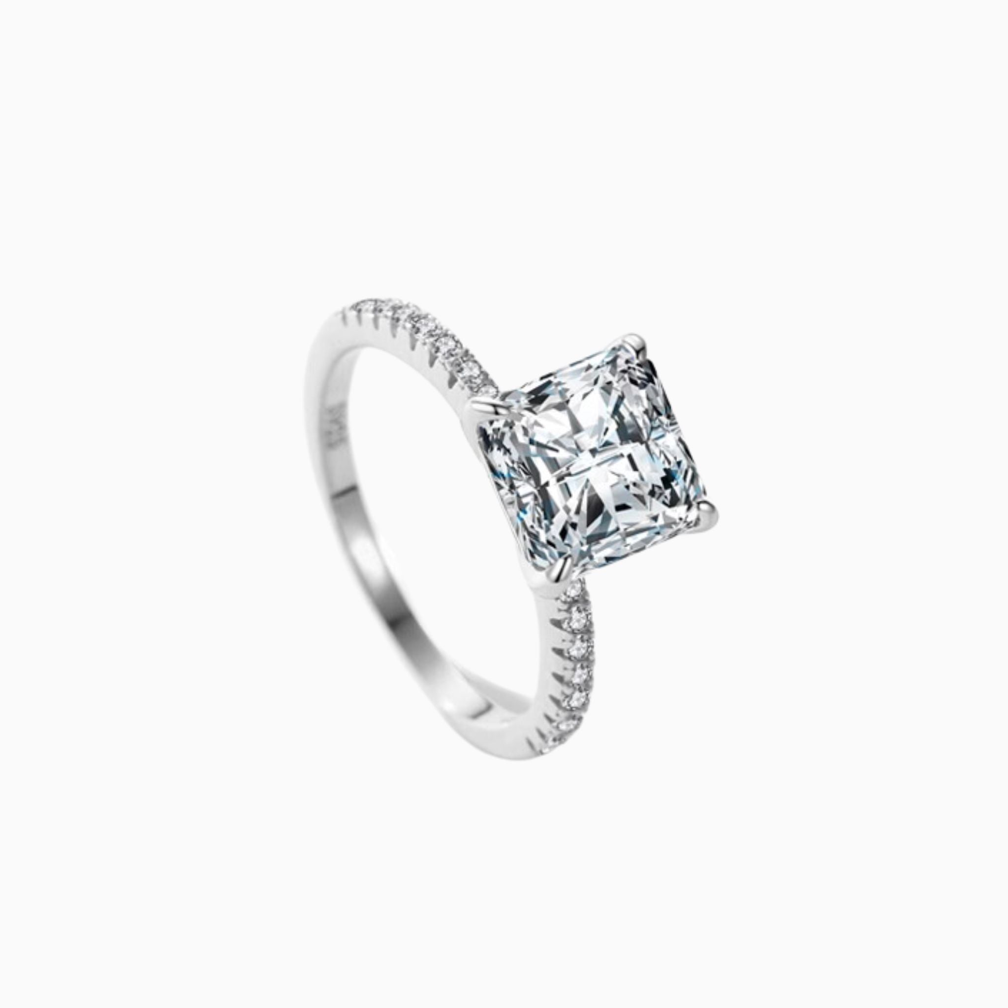 Amiens Cushion Engagement Ring with Pavé Bands