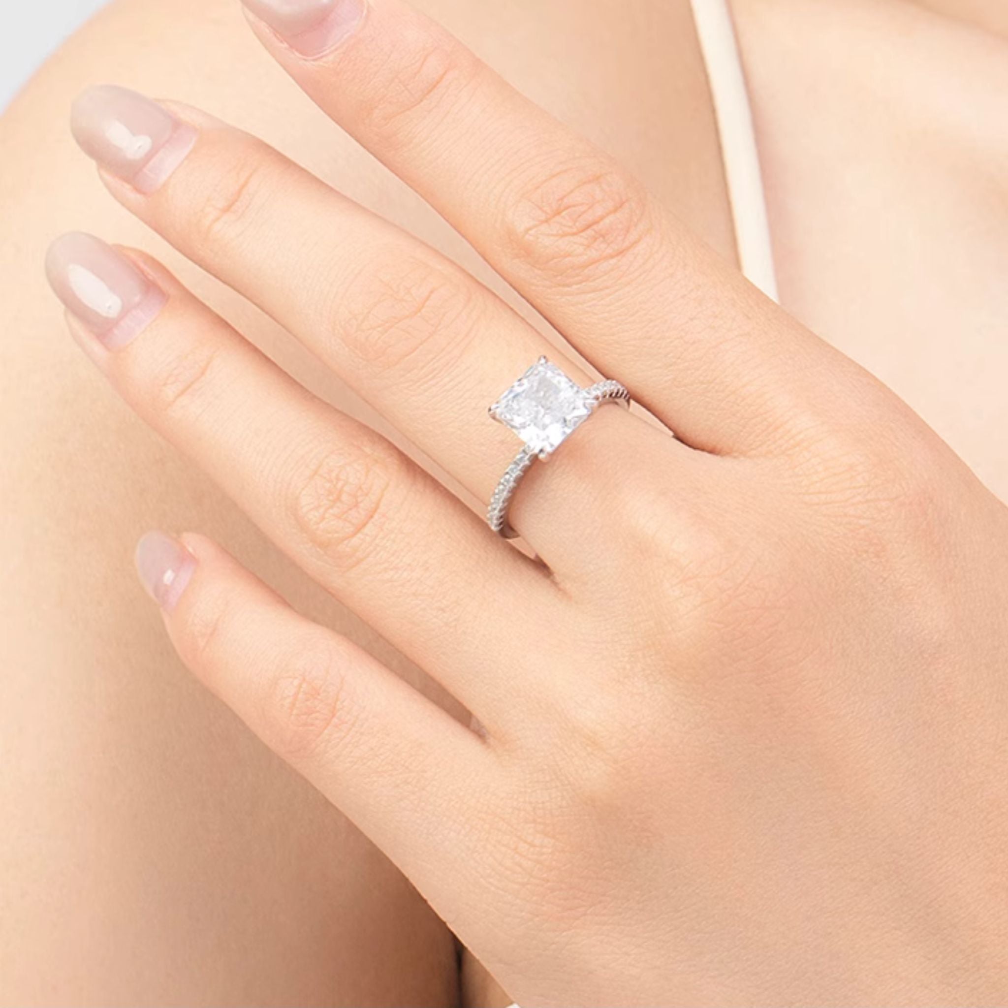 Amiens Cushion Engagement Ring with Pavé Bands