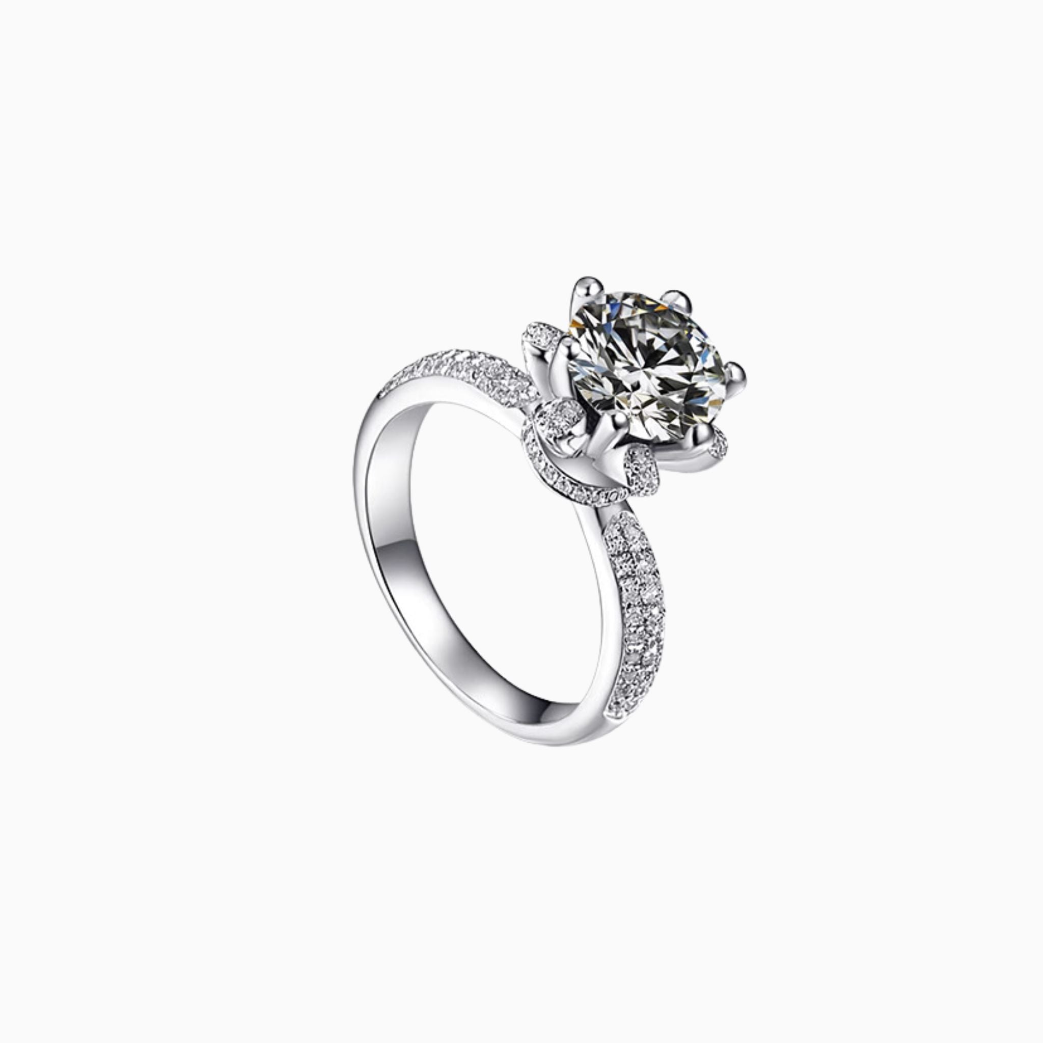 Lotus 3D Pavé Engagement Ring