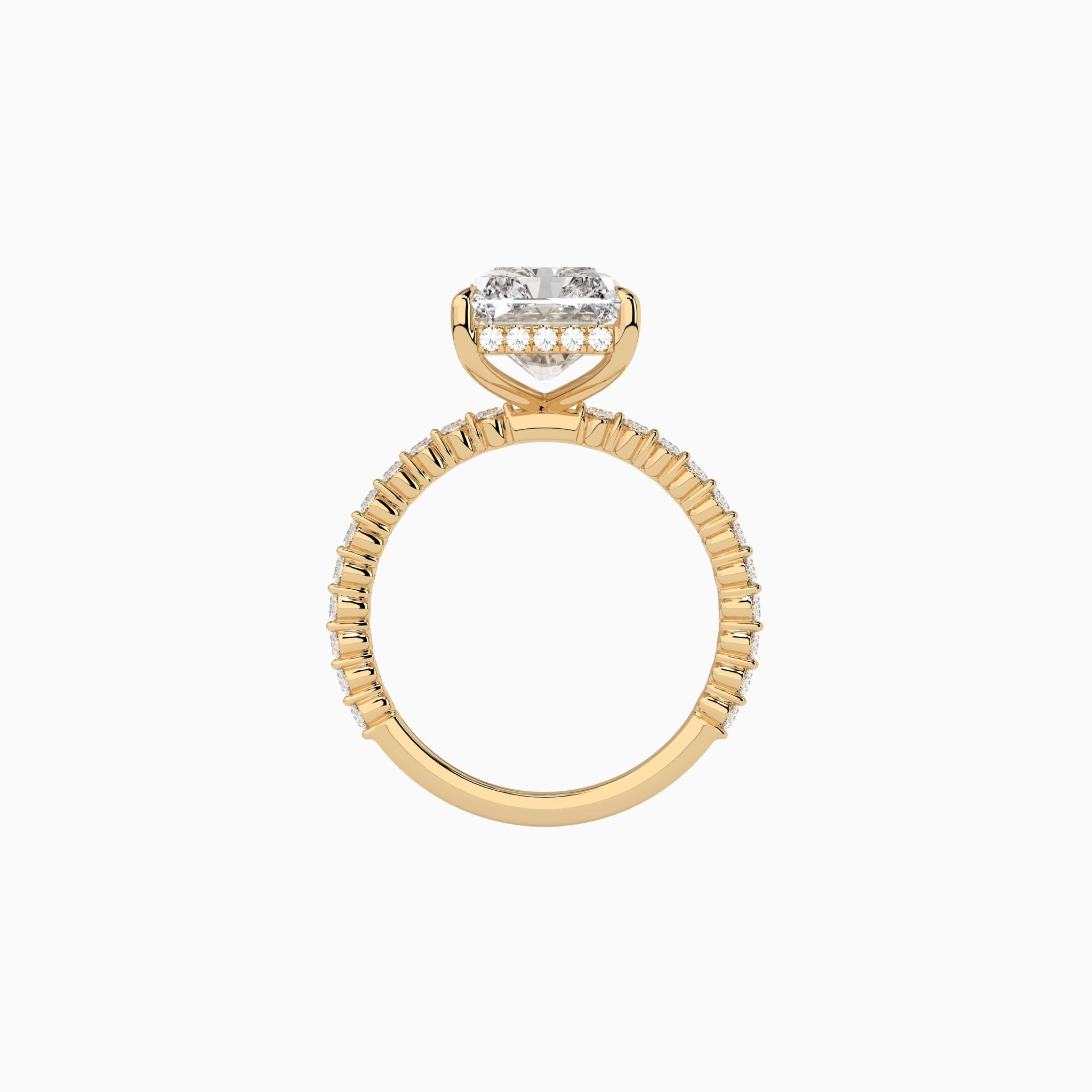 Linda Radiant Hidden Halo with Oval Pave Engagement Ring (Three-Quarter Coverage)