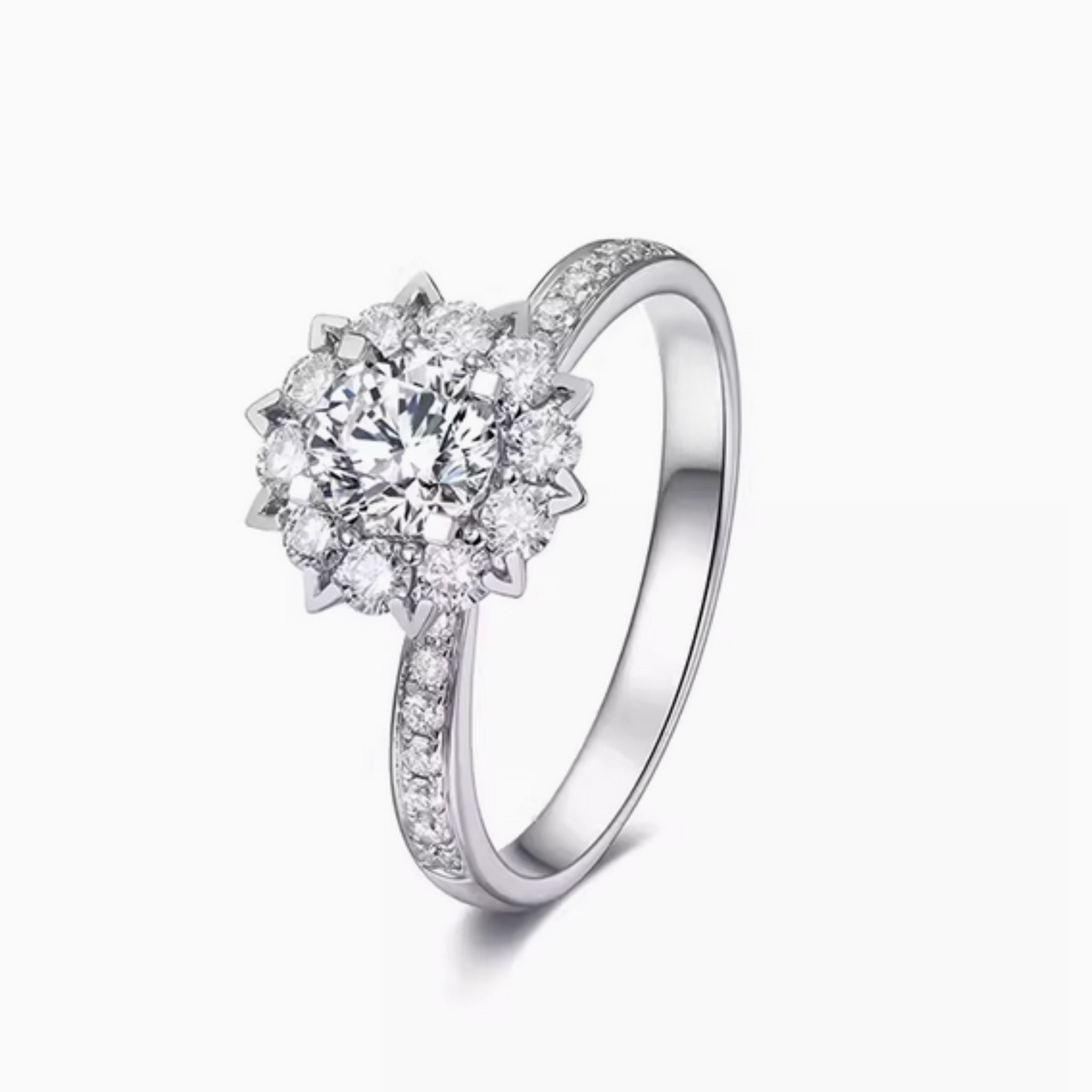 Verveine Eternal Flower Ring with Diamonds on Band: 1 - Carat