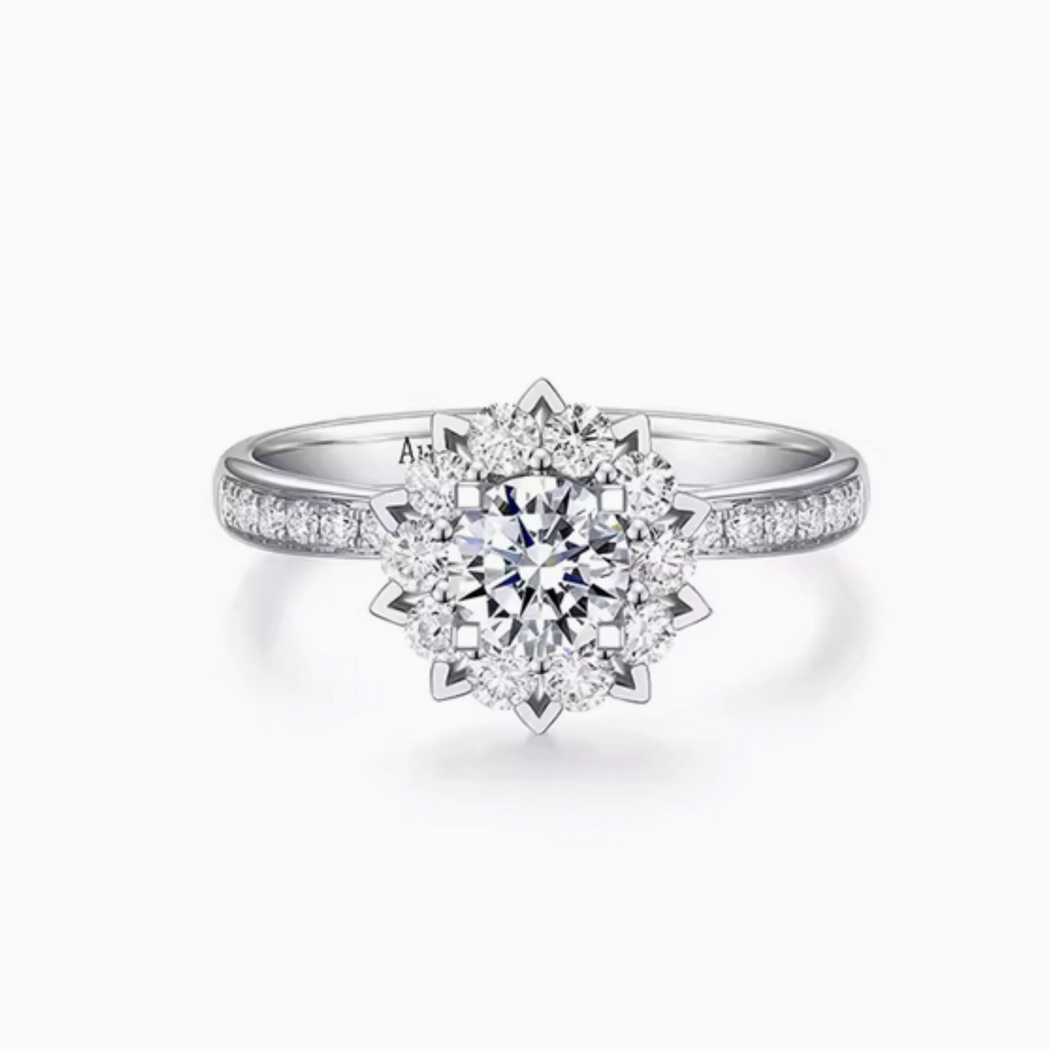 Verveine Eternal Flower Ring with Diamonds on Band: 1 - Carat