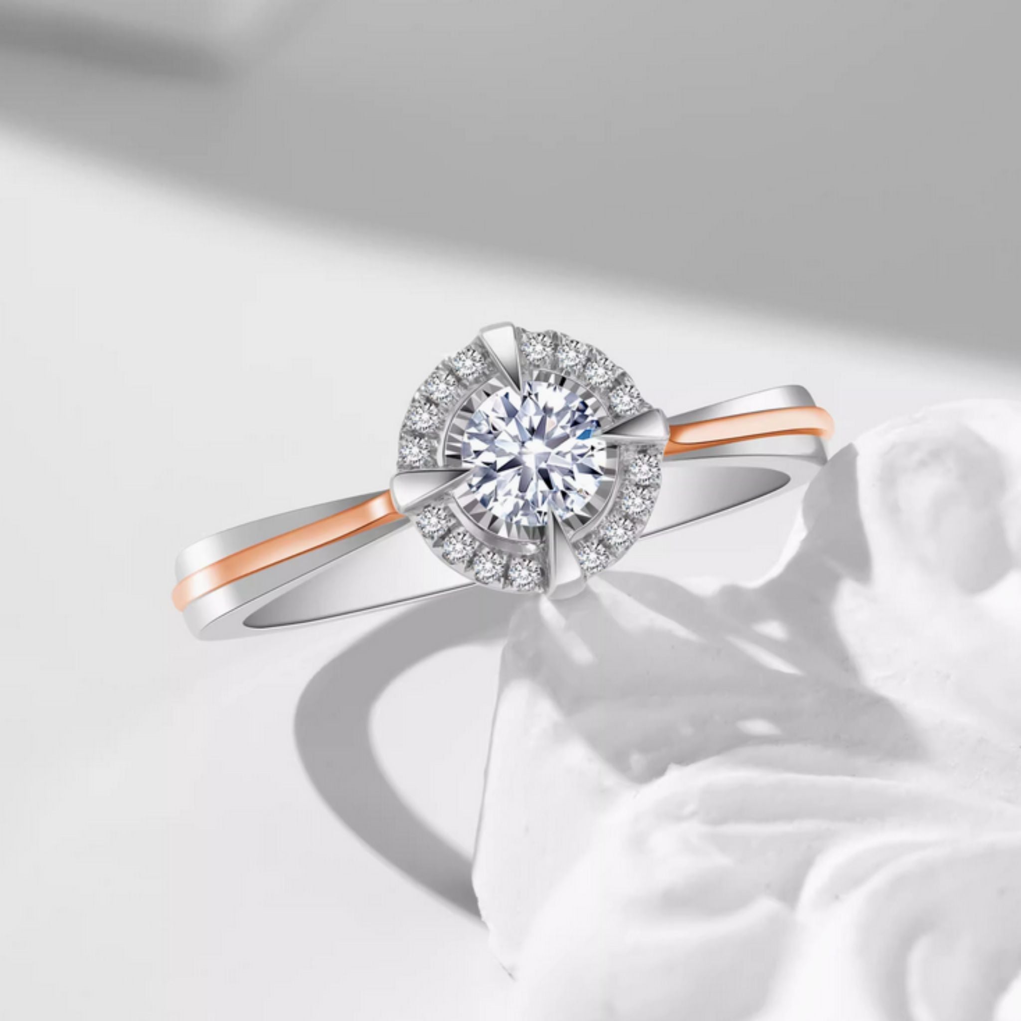 Strelitzia Halo Duo Gold Engagement Ring