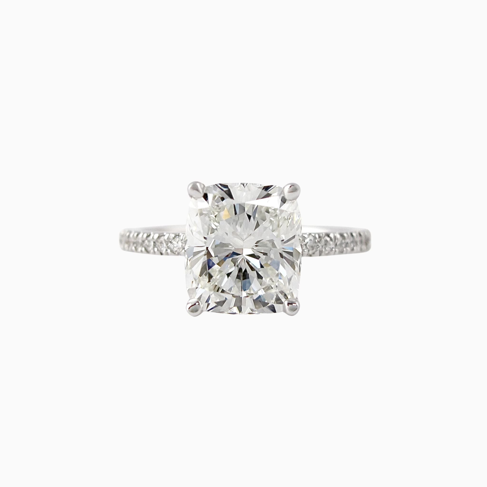 Narbonne Cushion with Pavé Band Engagement Ring