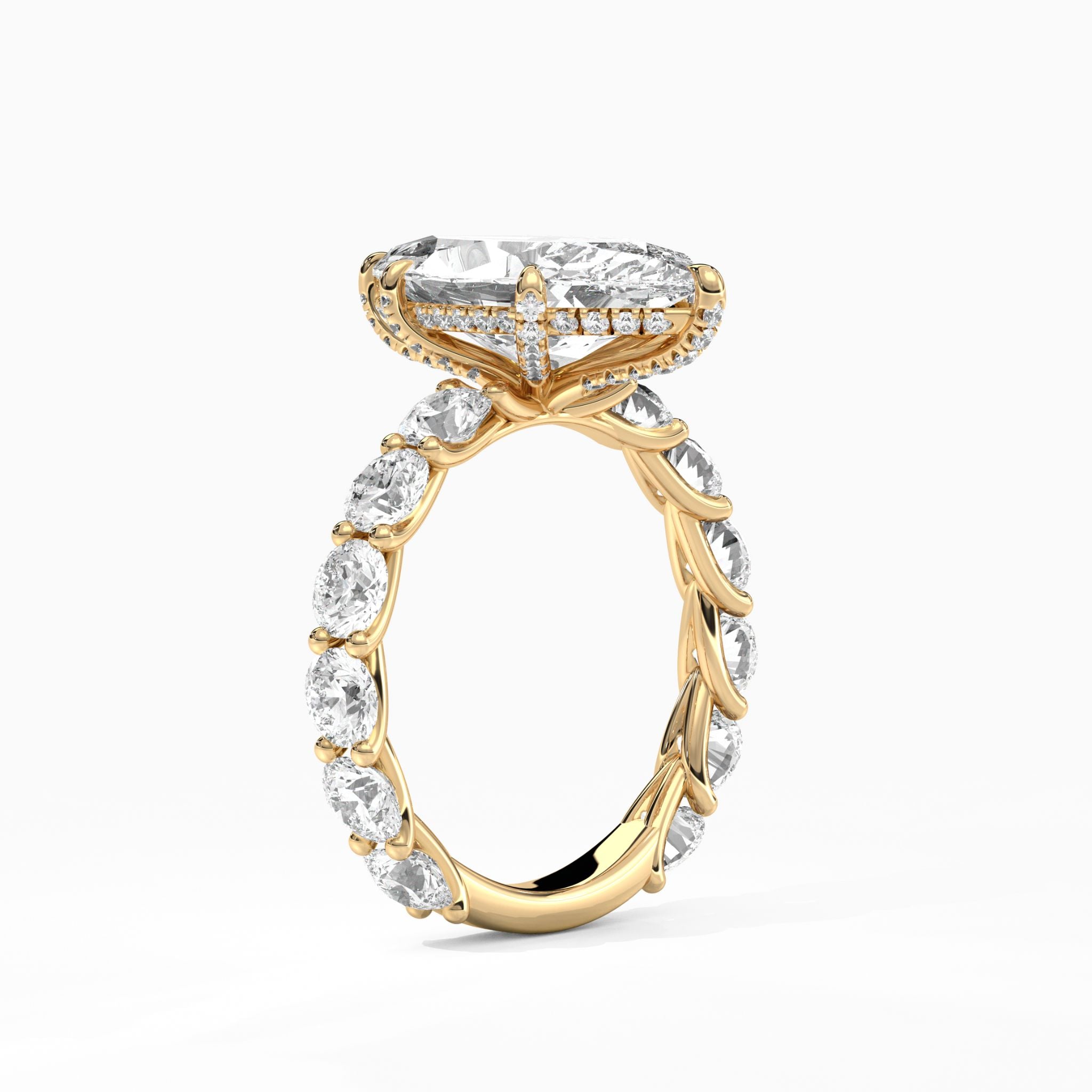 <b>Build Your Own</b> <br>The Sandrine: Marquise Wave-Pavé Hidden Halo Engagement Ring<br>